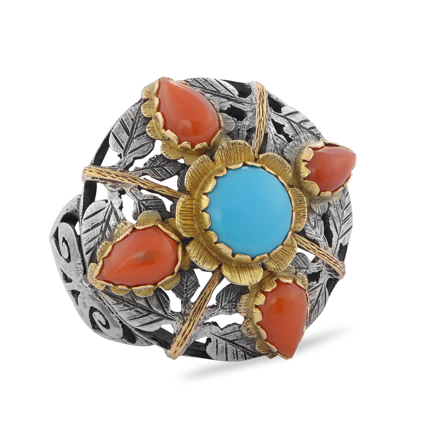Emma Chapman Jewels Women's Yellow / Orange / Blue Leh Coral Turquoise Ring In Multi