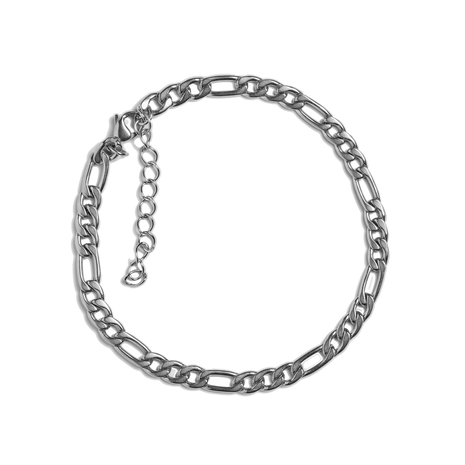 Drae Collection Women's Figaro Anklet Silver In Gray