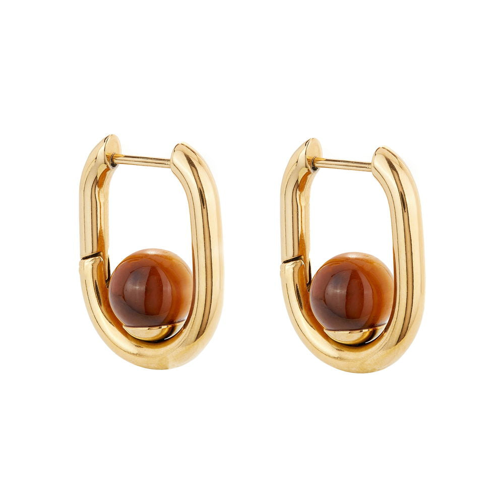 Women’s Gold / Brown Tiger’s Eye Gold Hoops Ballinger