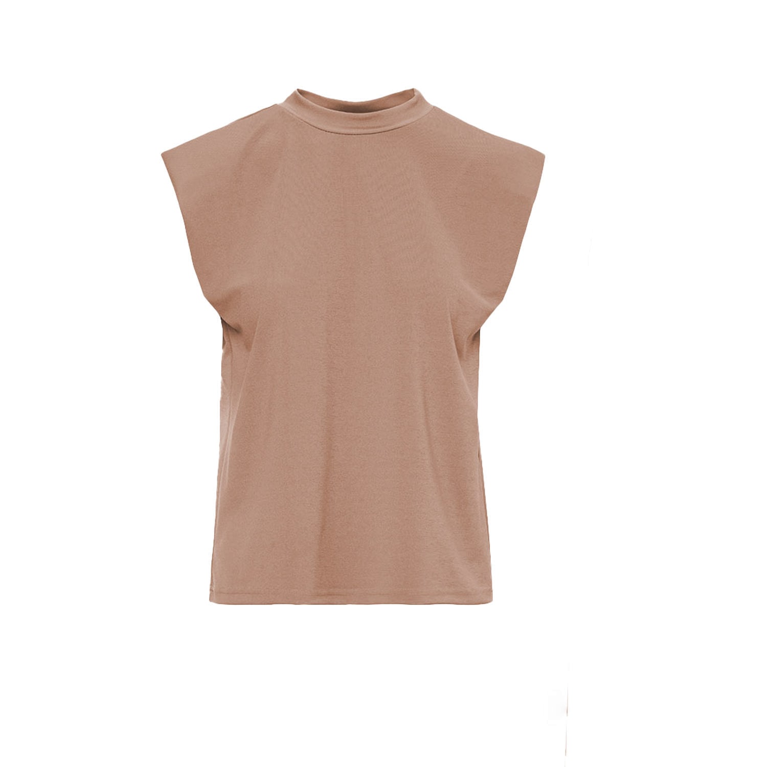 Bluzat Women's Brown Camel T-shirt With Shoulder Pads In Brown