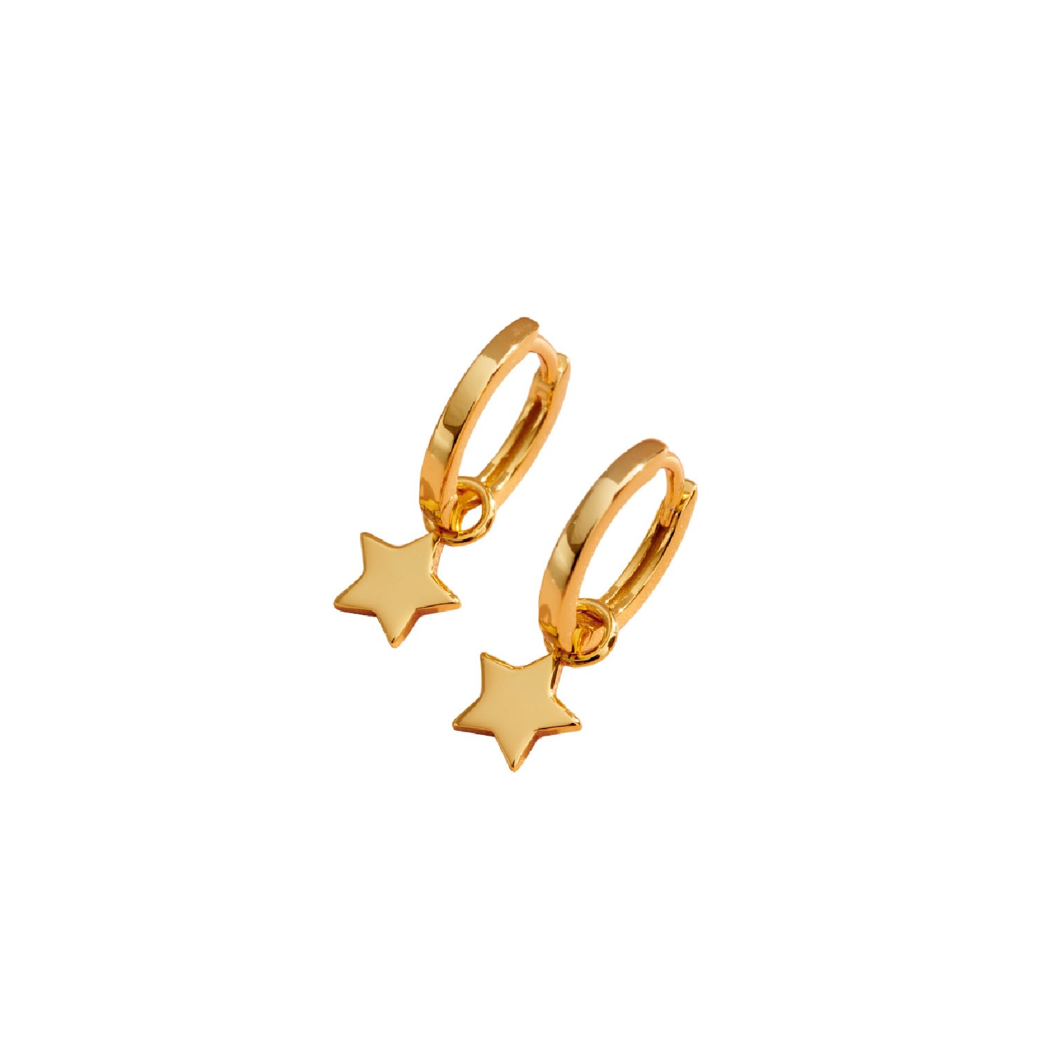 Posh Totty Designs Women's Yellow Gold Plated Star Charm Huggie Hoop Earrings