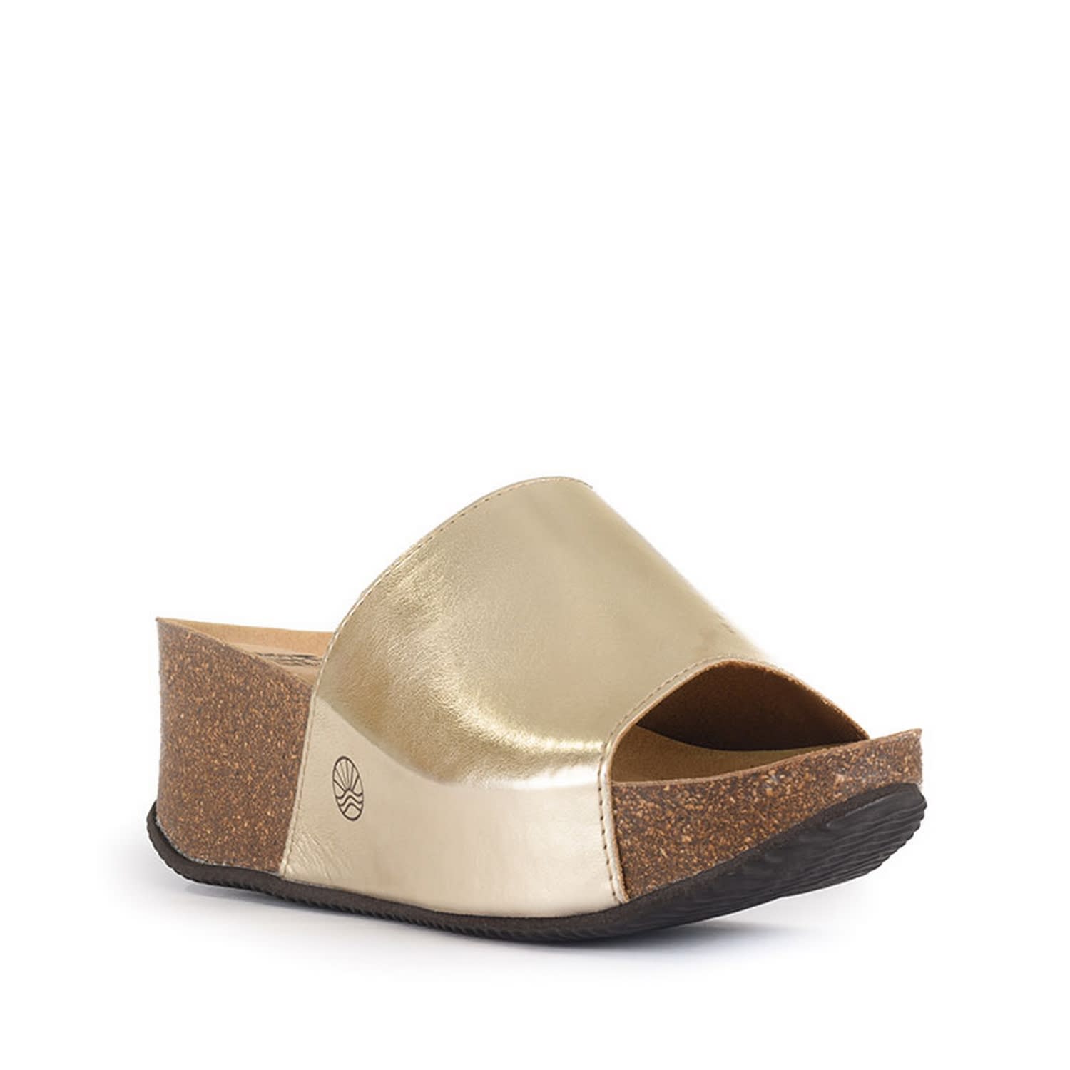 Bedroom Athletics Women's Inoro - Vegan Wedge Metallic Slider - Metallic Gold In Gold