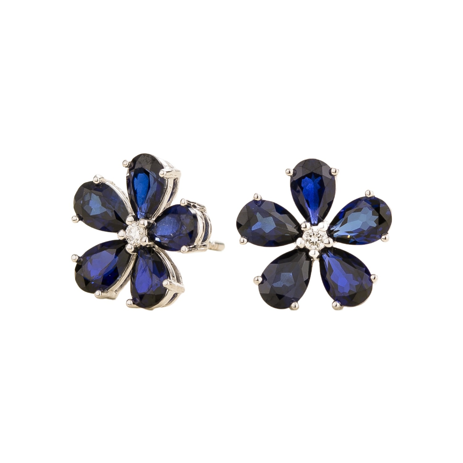 Juvetti Women's White / Silver / Blue Florea White Gold Earrings In Blue Sapphire & Diamonds In Multi