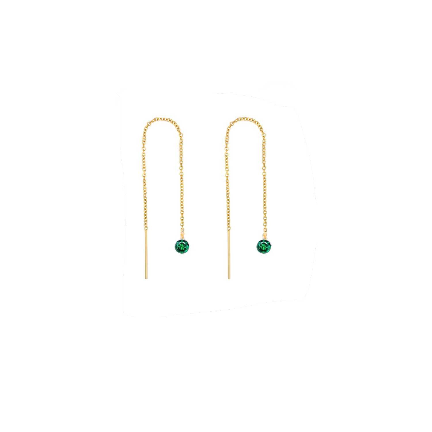 Lily Flo Jewellery Women's Green Rising Star Emerald Threader Earrings In Green