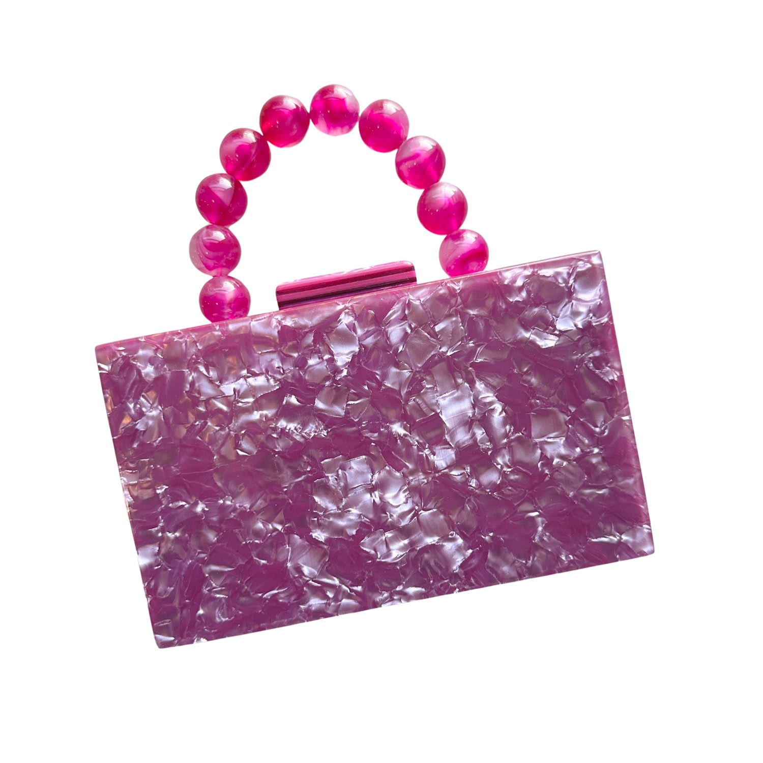 Women’s Pink / Purple Acrylic Party Box Purse In Electric Grape With Beaded Handle Closet Rehab