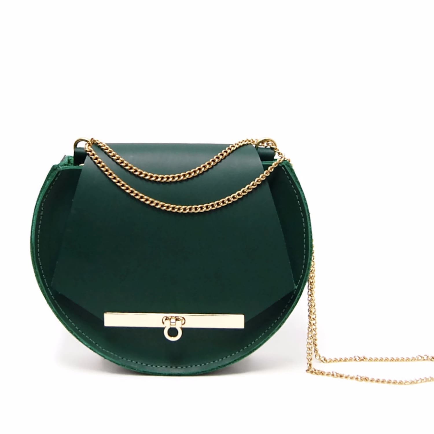 green clutch bag