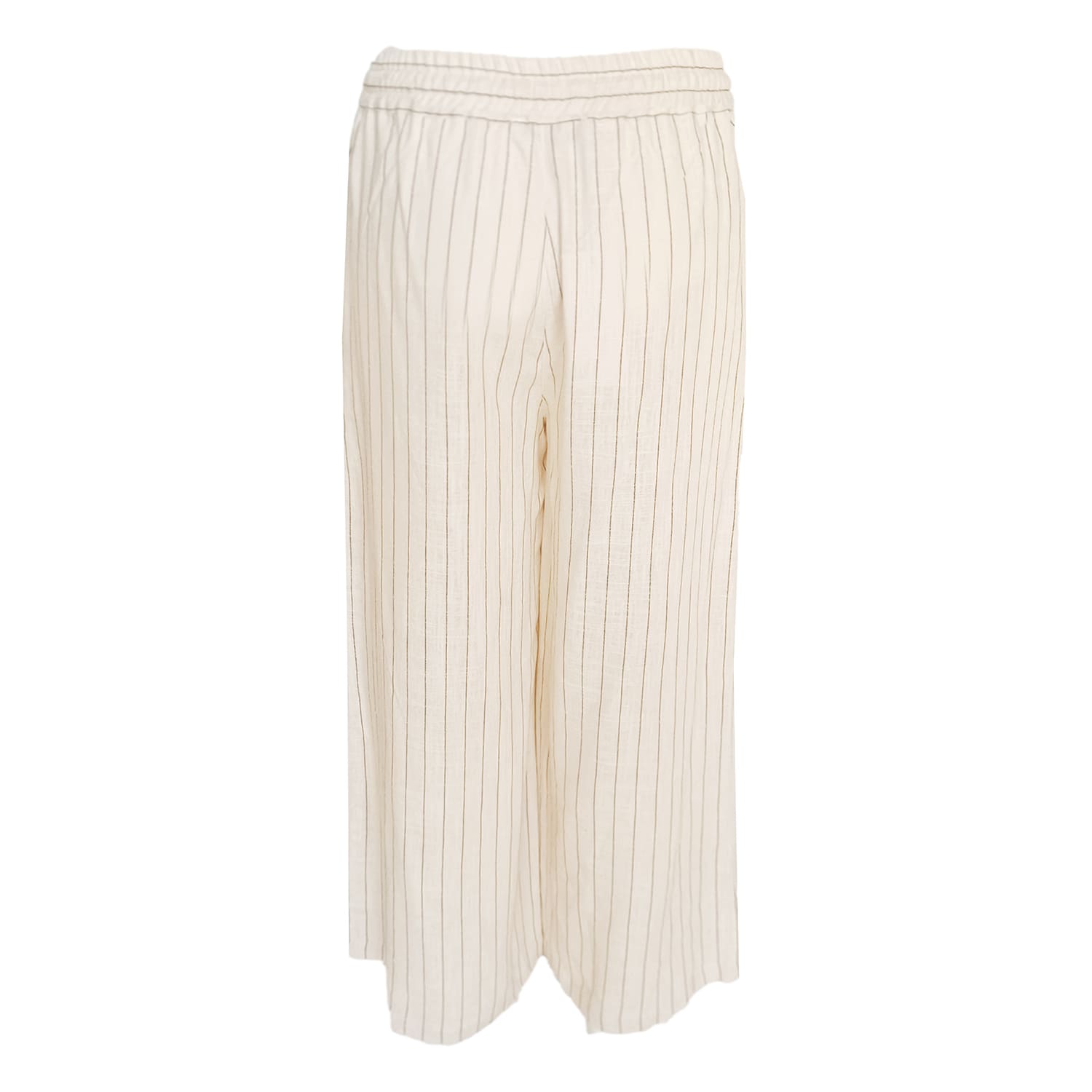 Haris Cotton Women's Linen Blend Pants With Elastic Waist-ecru In Beige