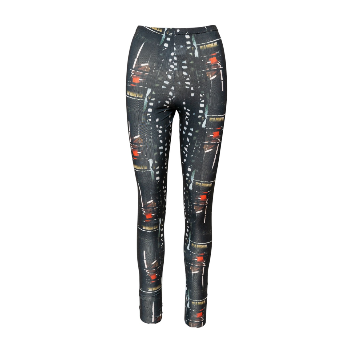 Artista Women's Bright Printed Elastic Leggings In White