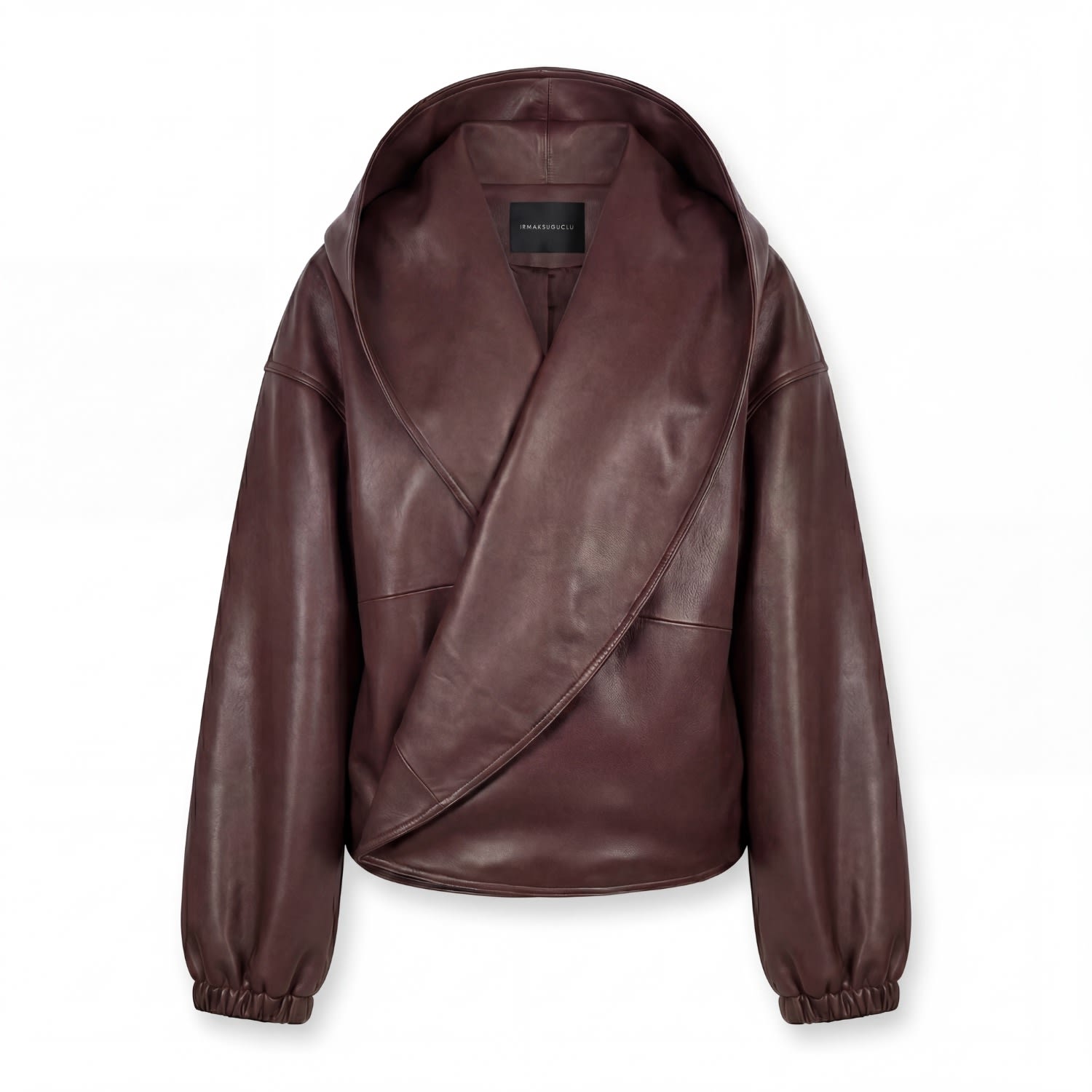 Women's Brown Tibet Leather Jacket With Sculptural Hood | M/L | Irmak Su Guclu