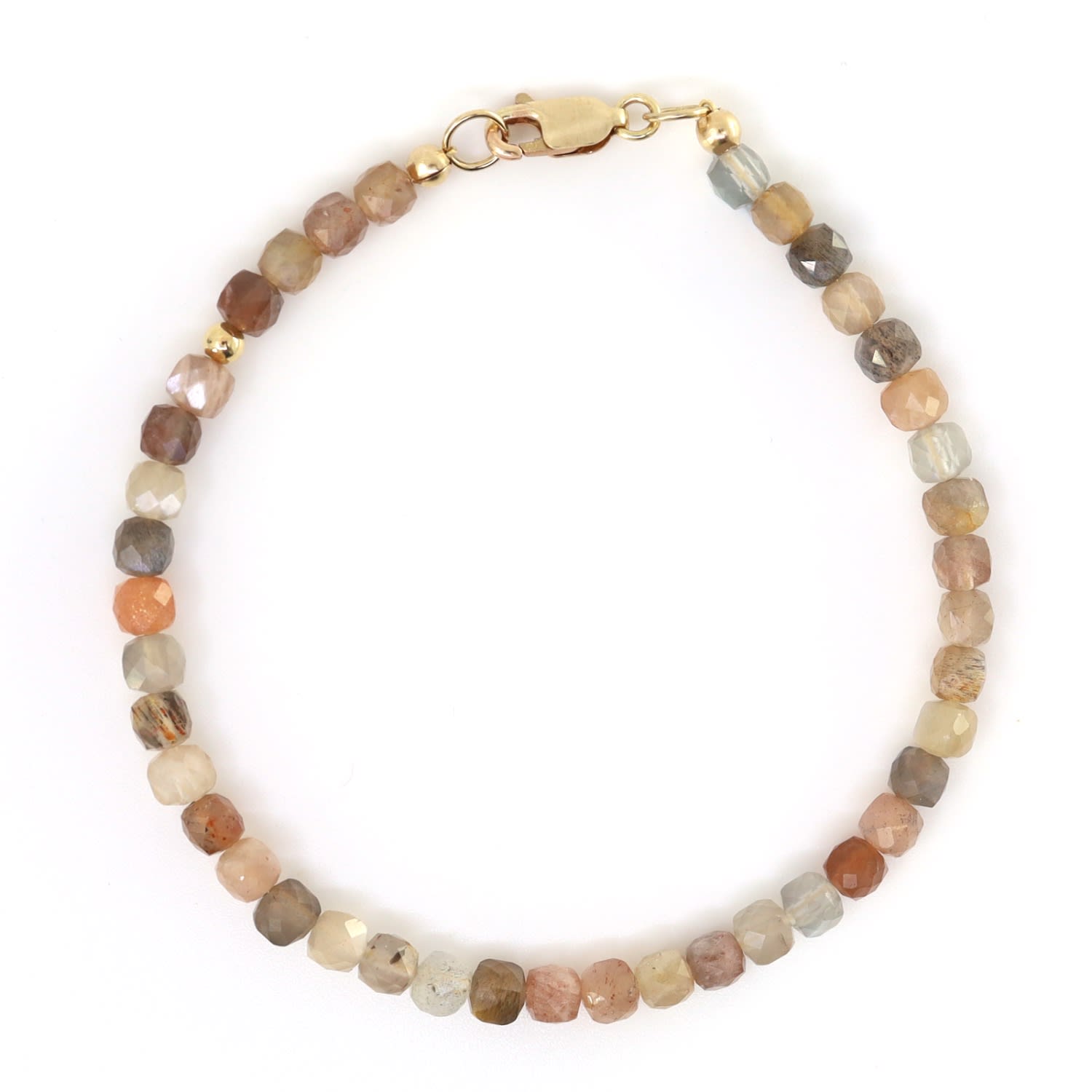 Men's Neutrals Peach Moonstone & 14K Gold Filled Bracelet | Shar Oke