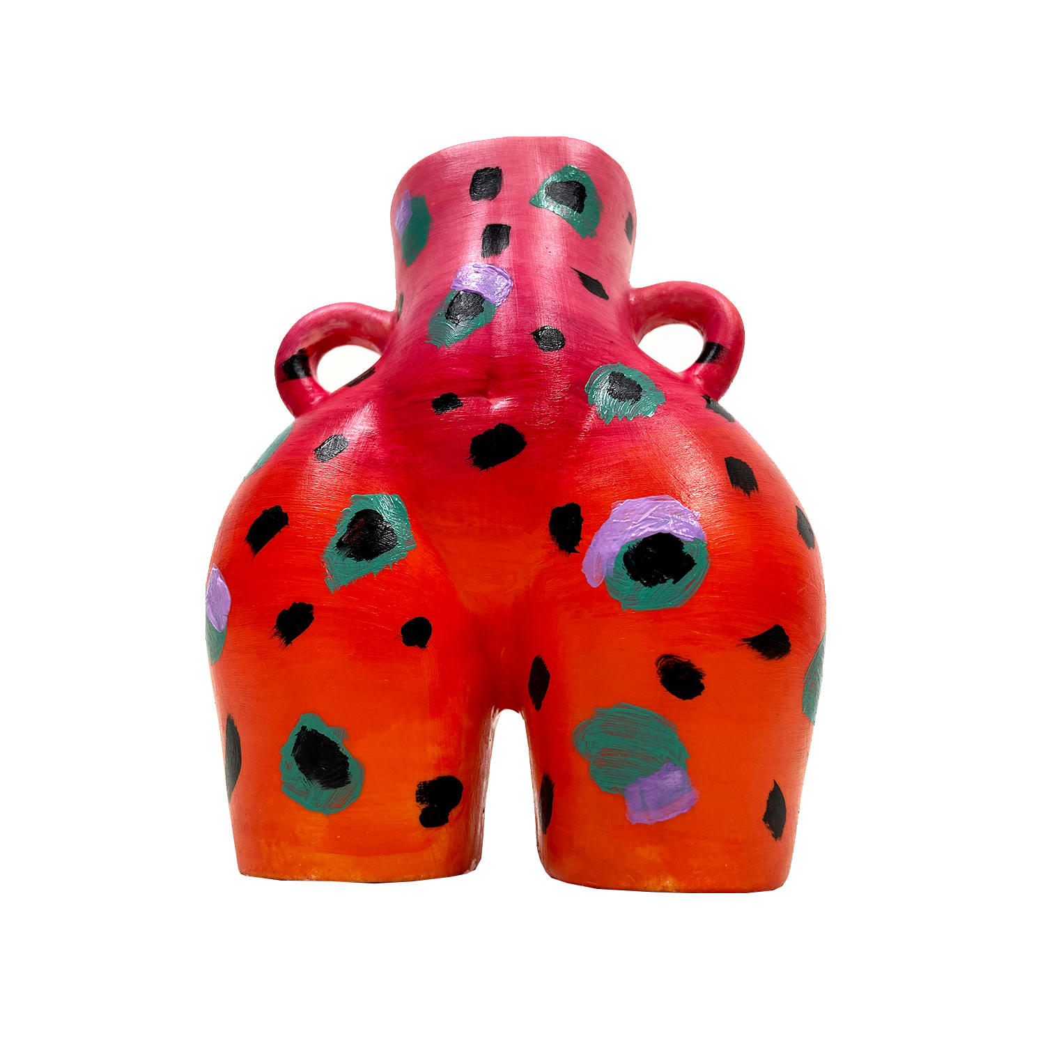Quillattire Yellow / Orange One Off Leopard Print Orange Body Vase