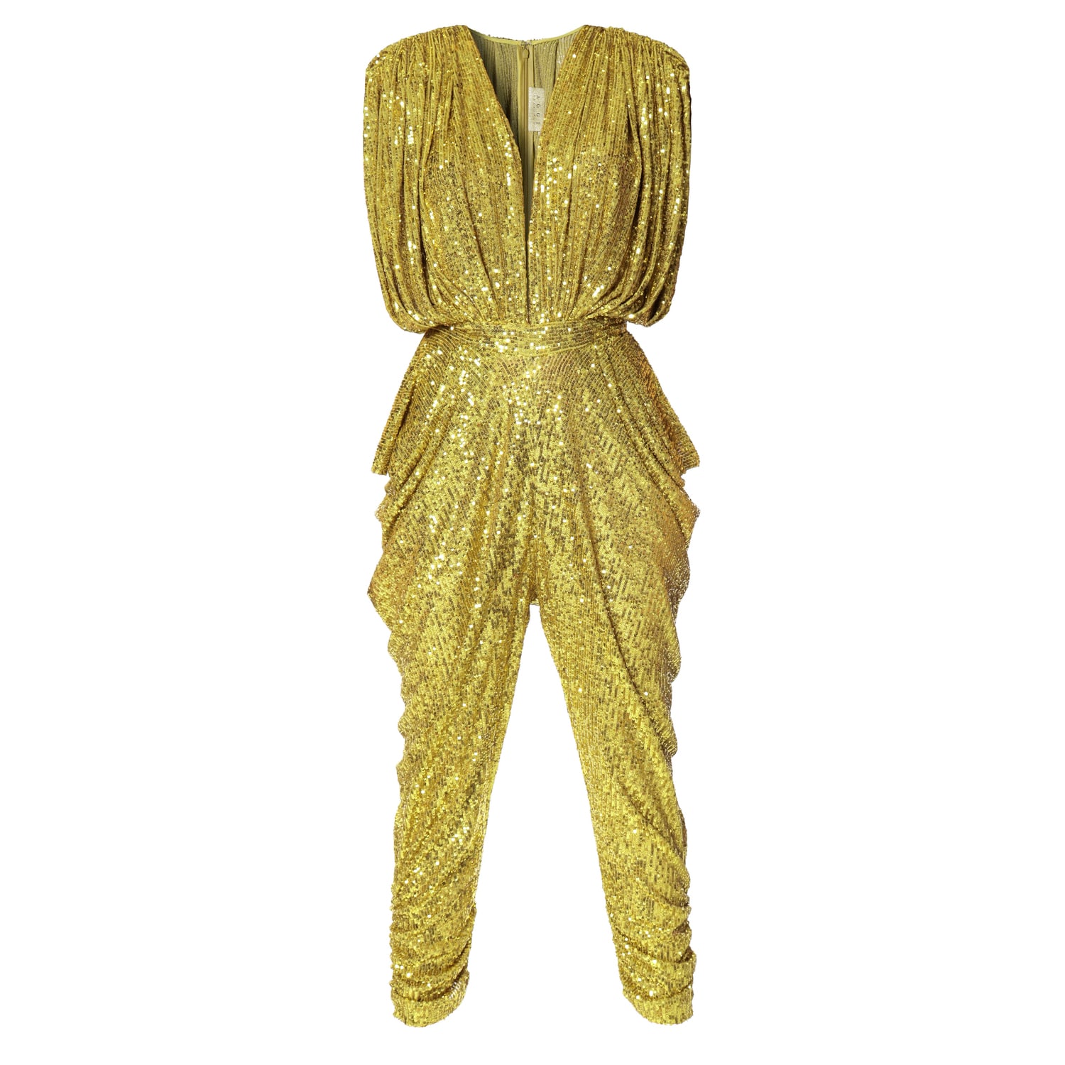 Women’s Gold / Yellow / Orange Saddie Lemon Frost Sequin Party Jumpsuit Extra Small Aggi