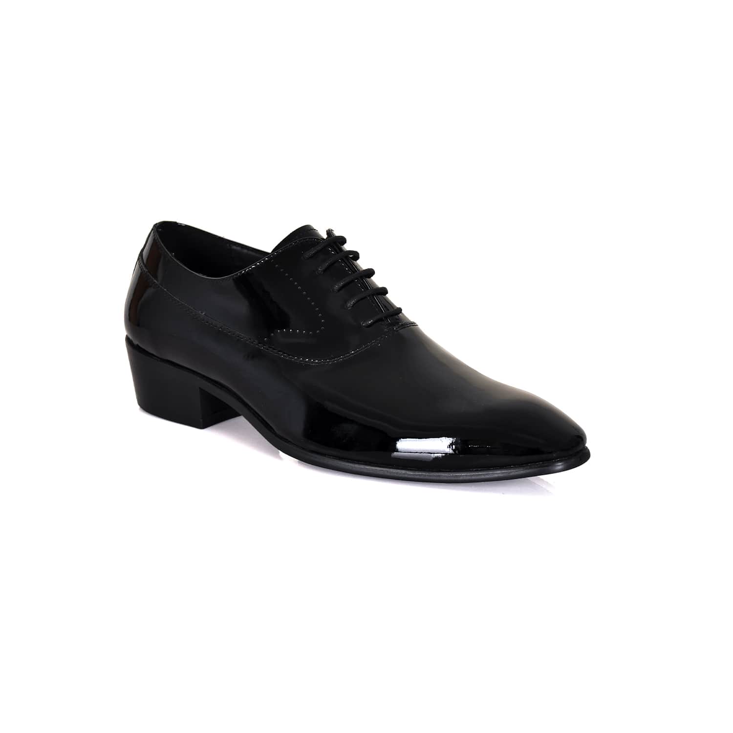 David Wej Frederick Patent Leather Dress Shoe With Cuban Heel - Black