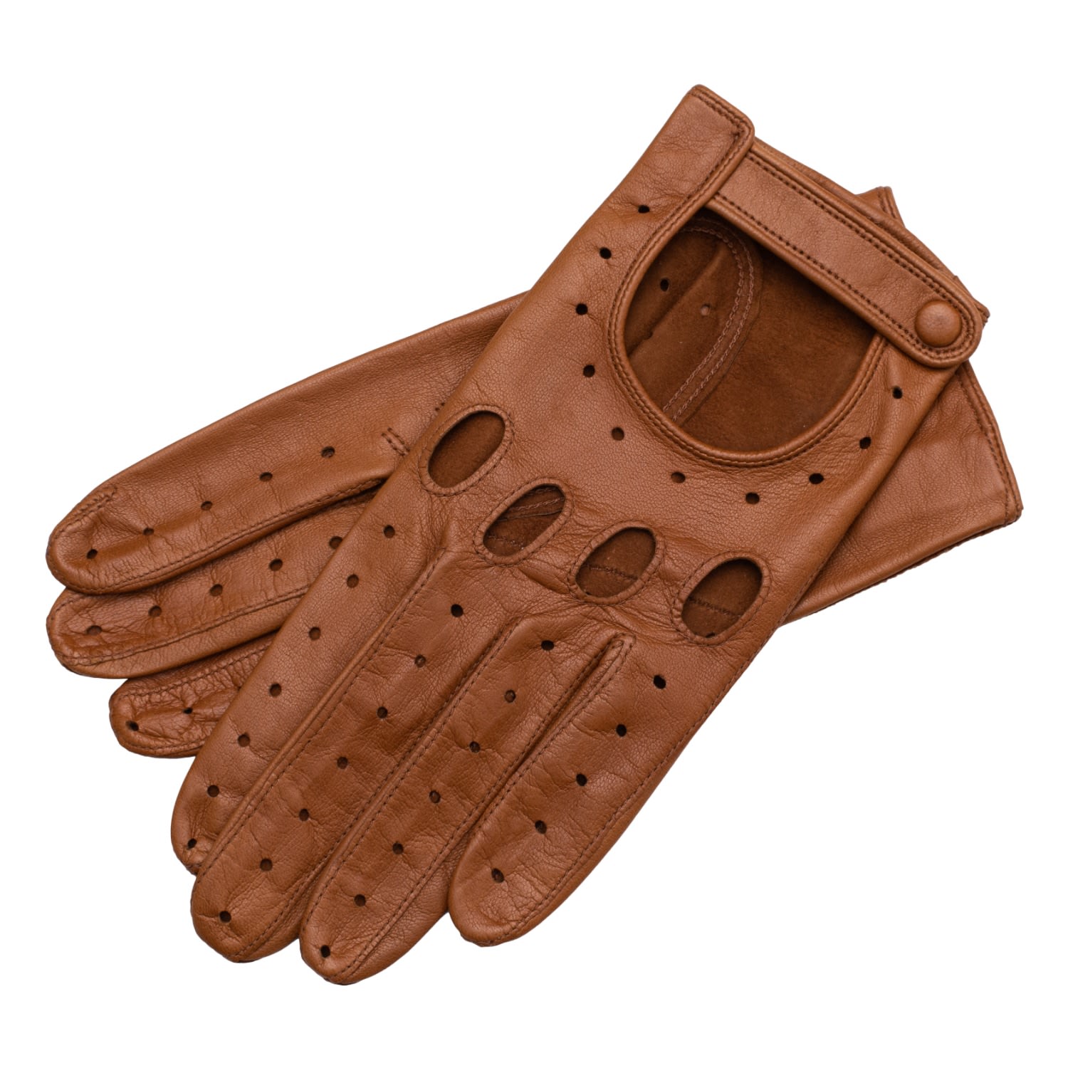 1861 Glove Manufactory Messina - Women's Leather Driving Gloves In Saddle Brown In Brown
