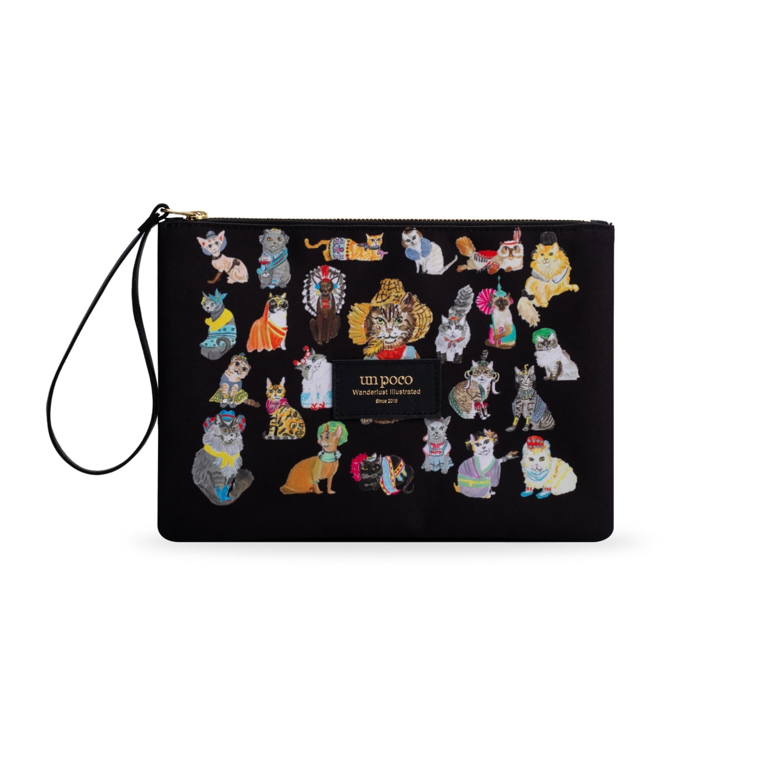 Un Poco Women's Black Cats Love Pouch Bag