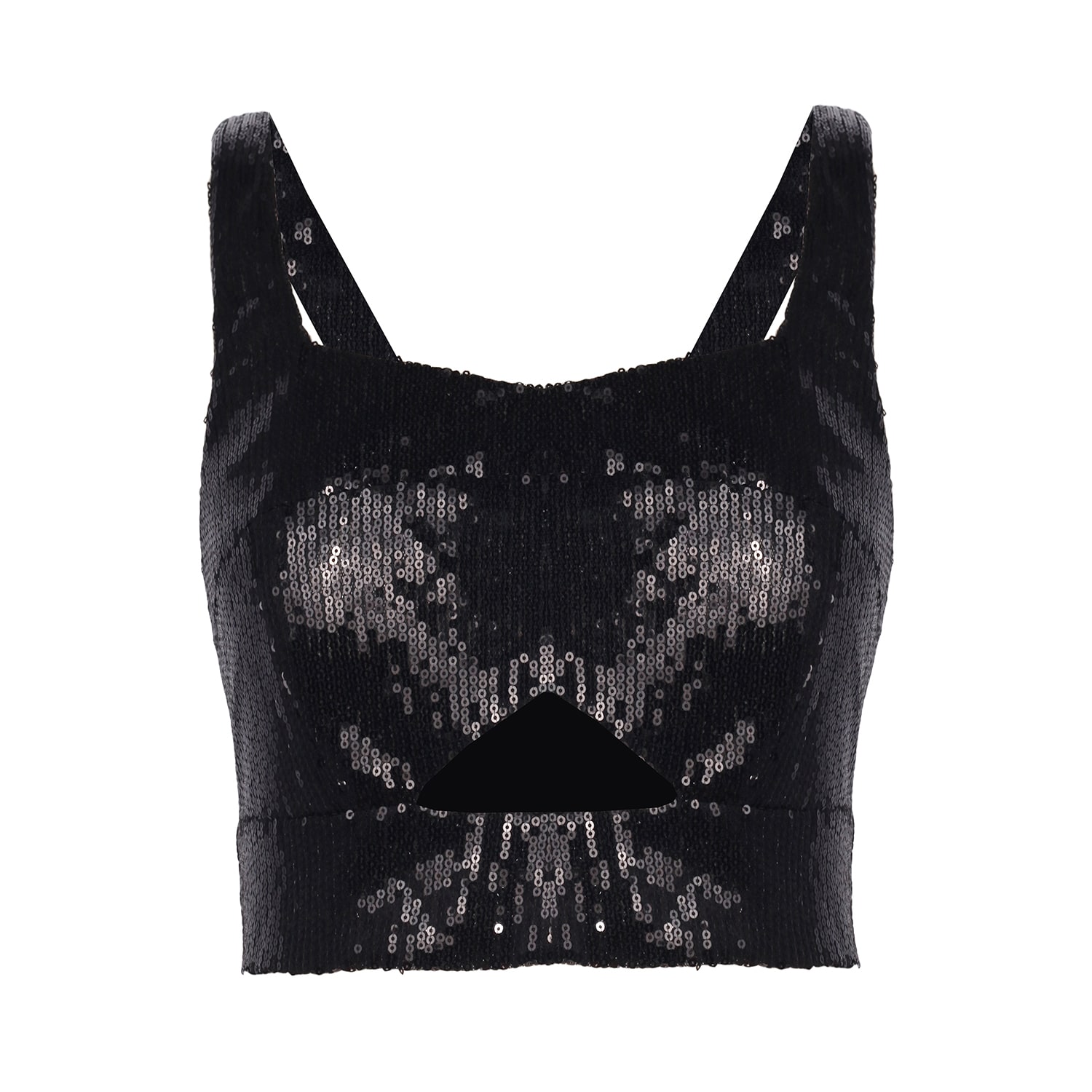 Women's Black Sequinned Cut Out Top | Small | Madebyza