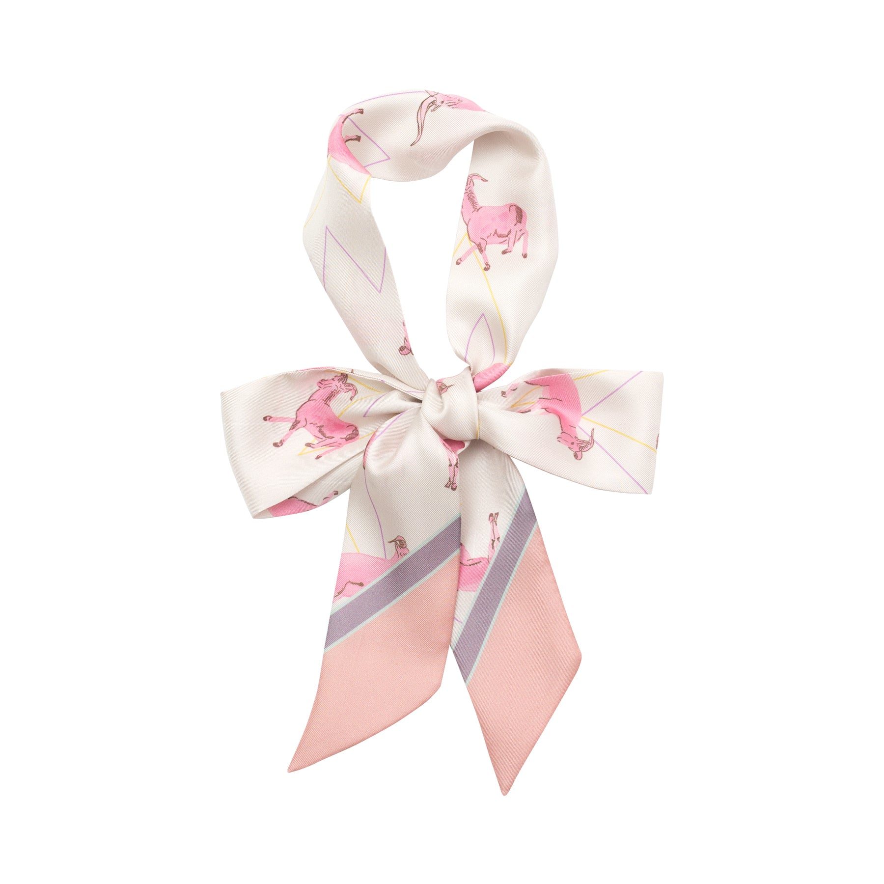 Lost Pattern Nyc Women's Pink / White Antelope Silk Skinny Scarf In Multi