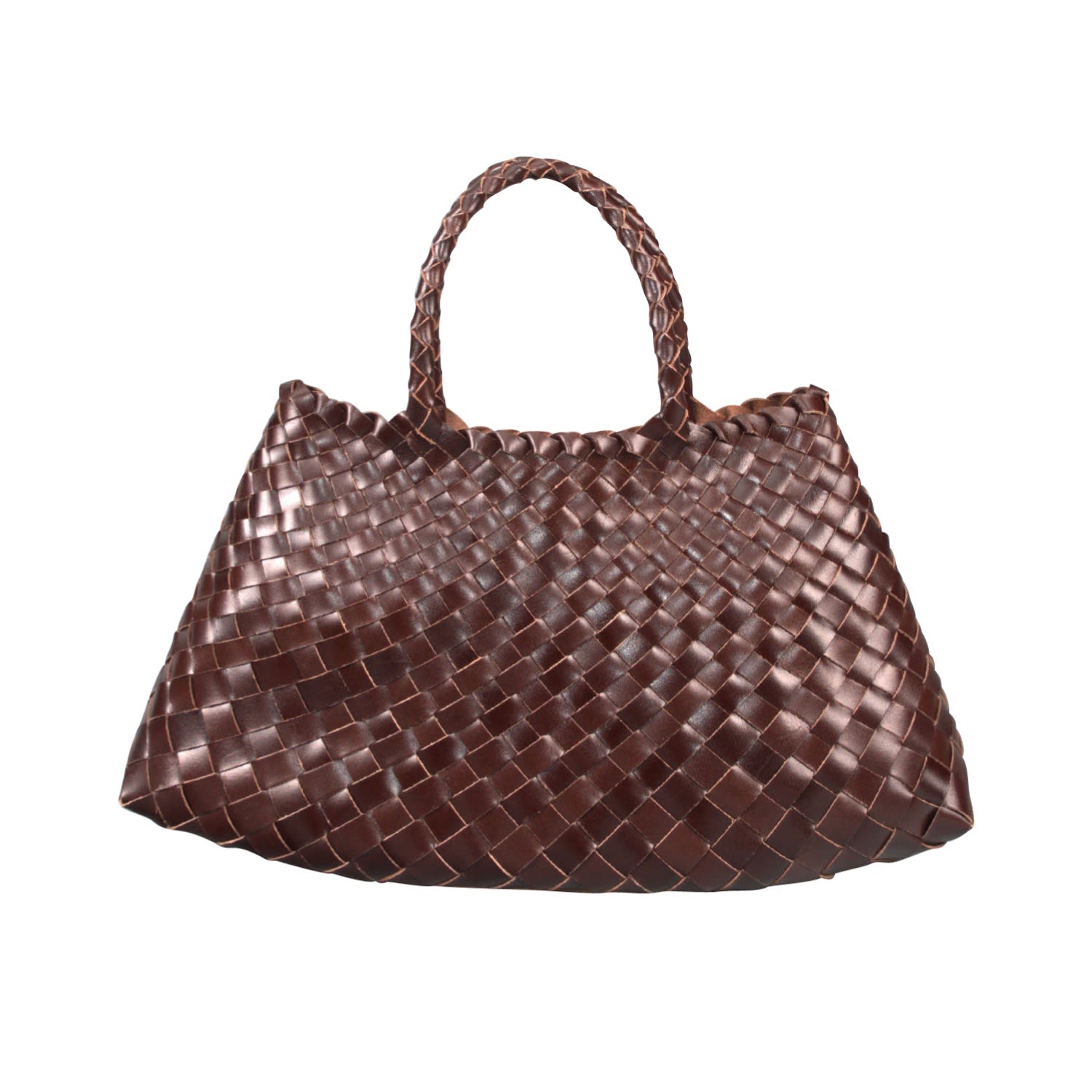 Rimini Women's Woven Leather Tote 'elisabetta' - Dark Brown In Brown