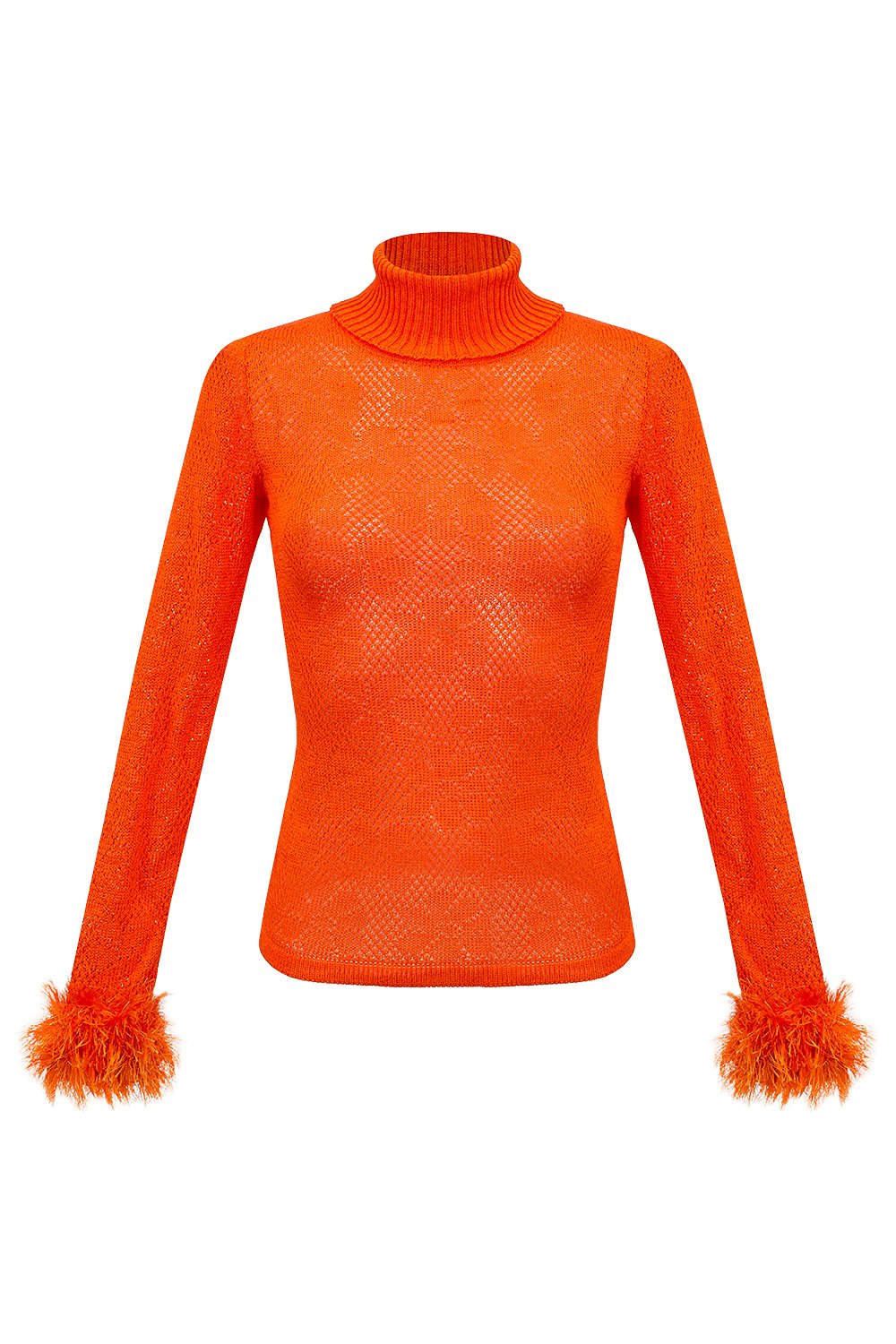 Shop Andreeva Women's Red Orange Knit Turtleneck With Handmade Knit Details