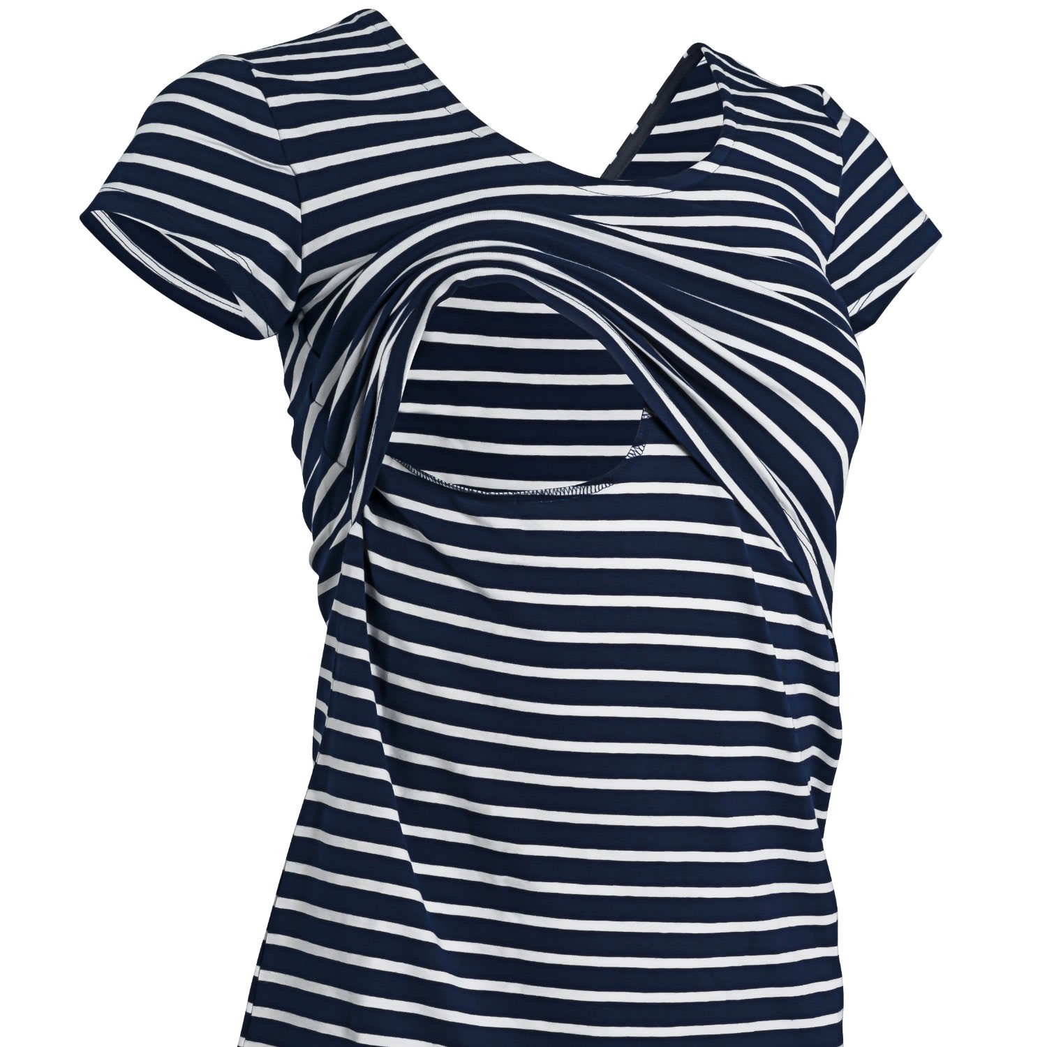 The Bshirt Women's Nursing Short Sleeve T-shirt In Navy And White Stripes In Blue/white