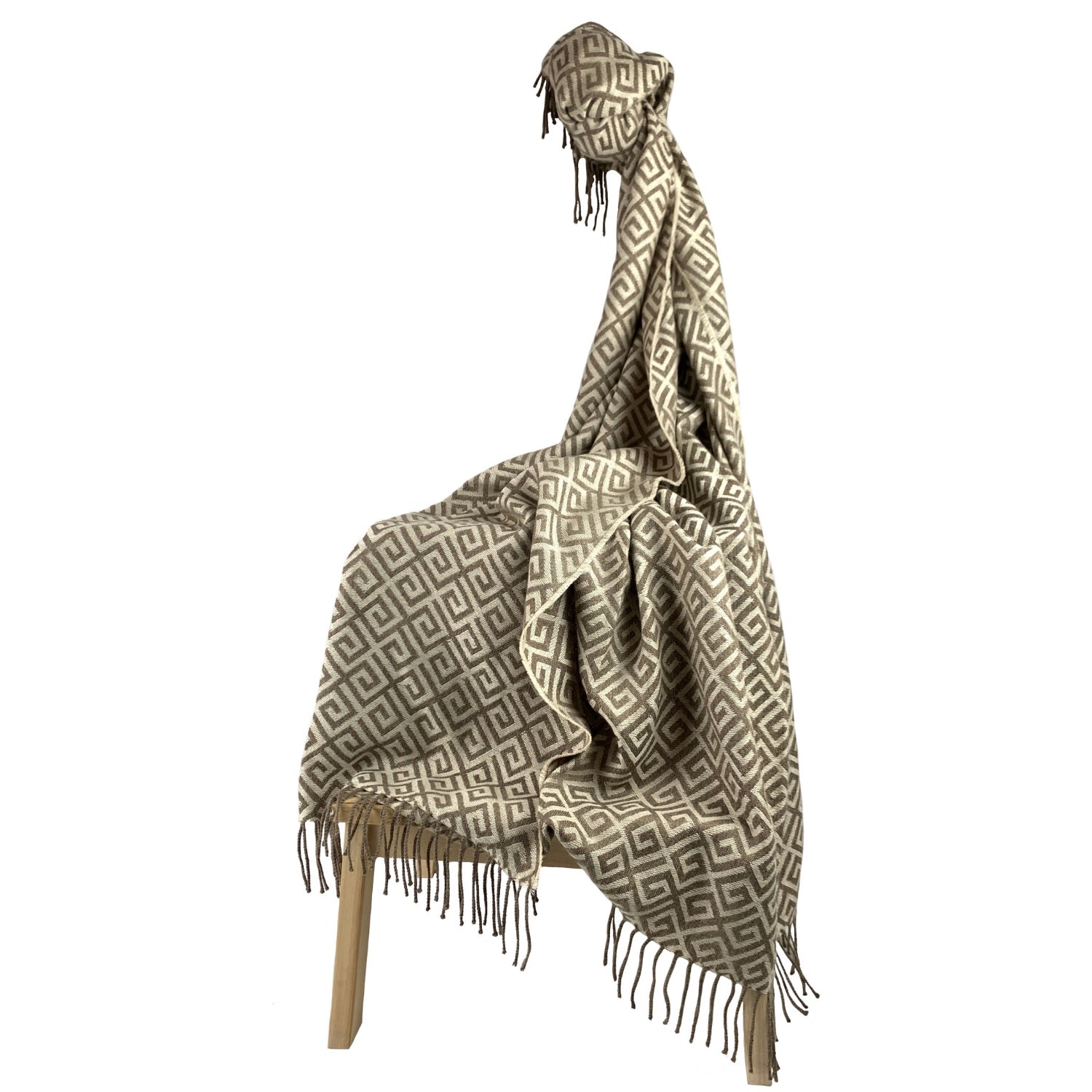 Brown Ethnic Premium Baby Alpaca Throw Washein