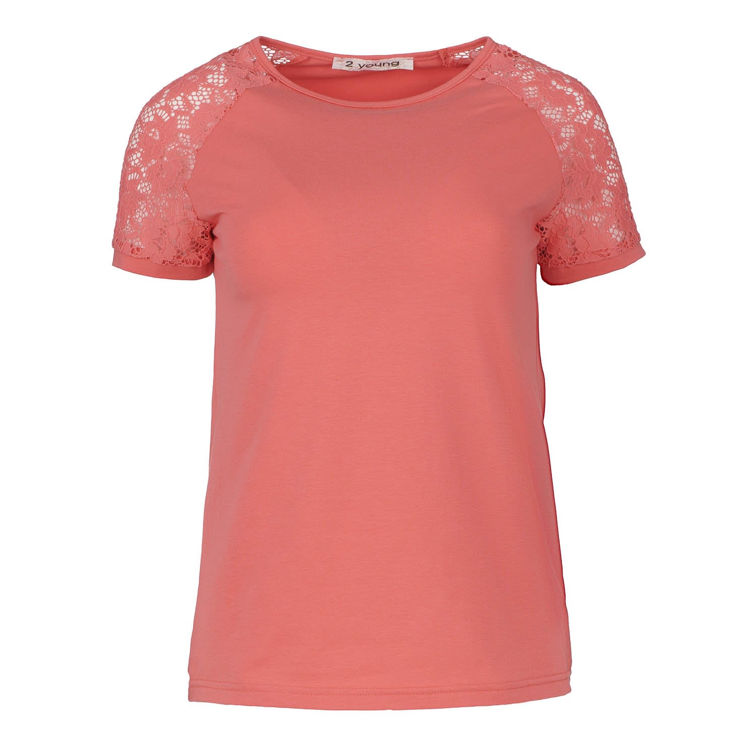 Women’s Yellow / Orange Coral Top With Short Lace Sleeves Small Conquista