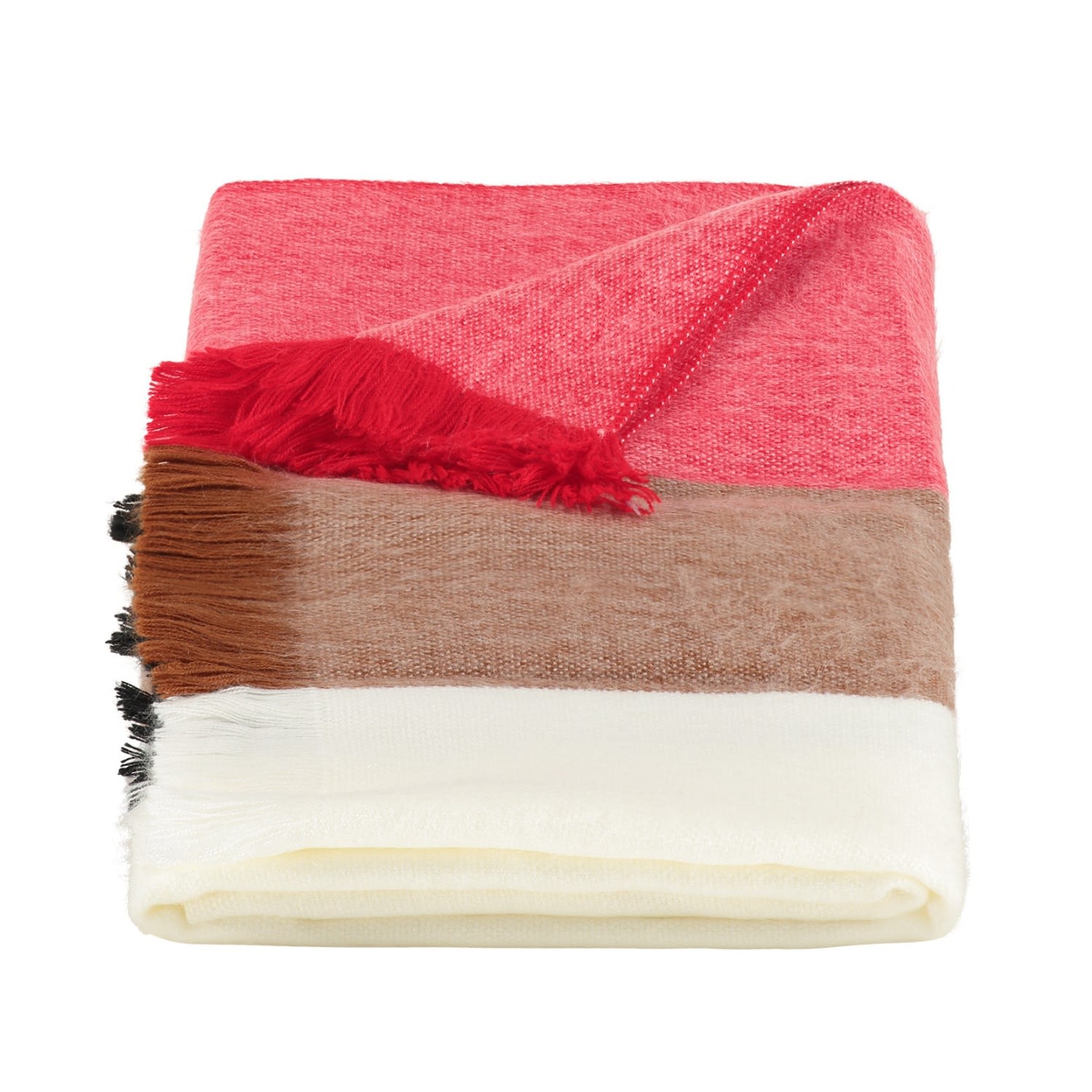 Alpaca Loca Women's Red / Black / Neutrals Scarf, Shawl Striped Red Black & Naturals - Alpaca Wool In Multi