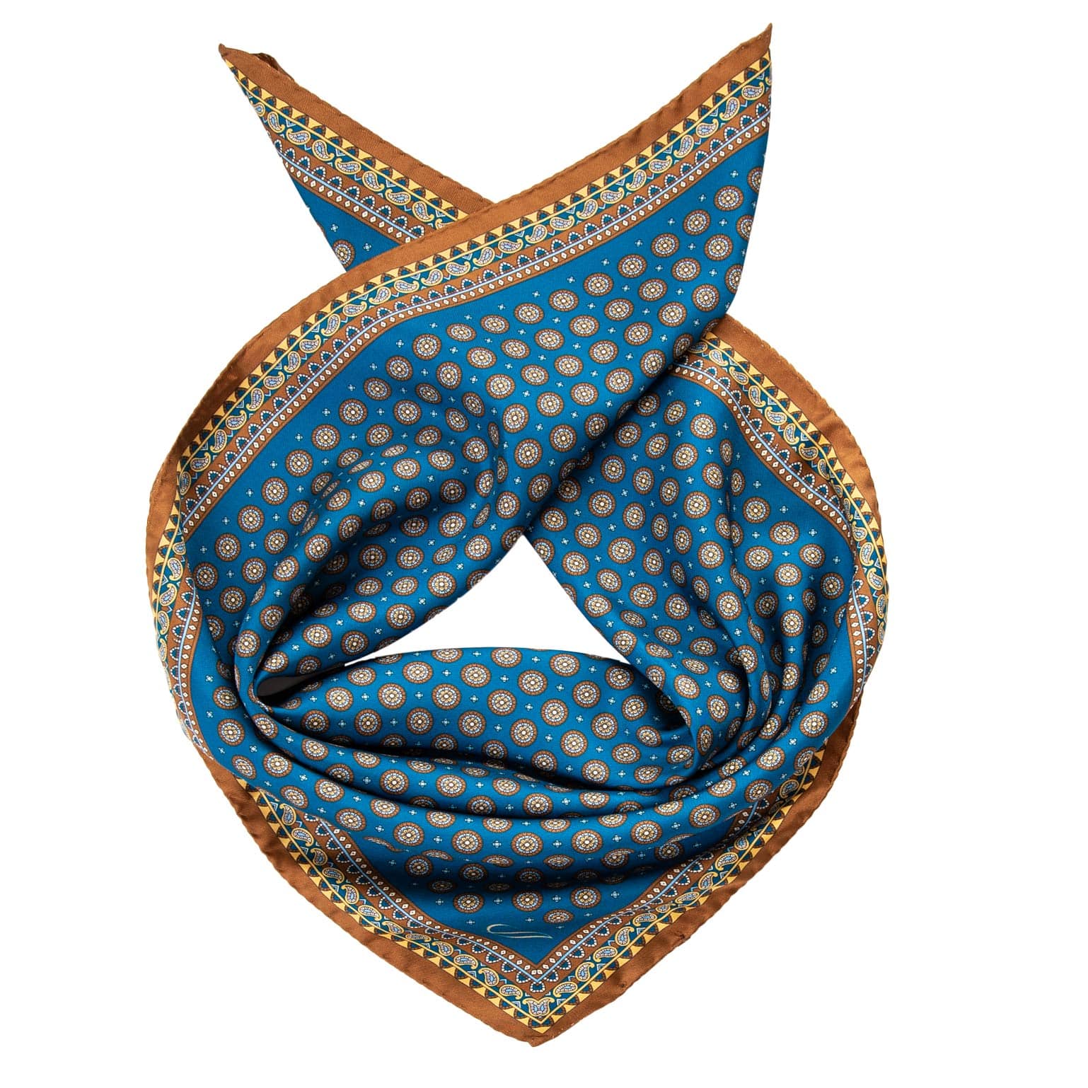 Italian Blue Silk Bandana Neckerchief Scarf - Elizabetta