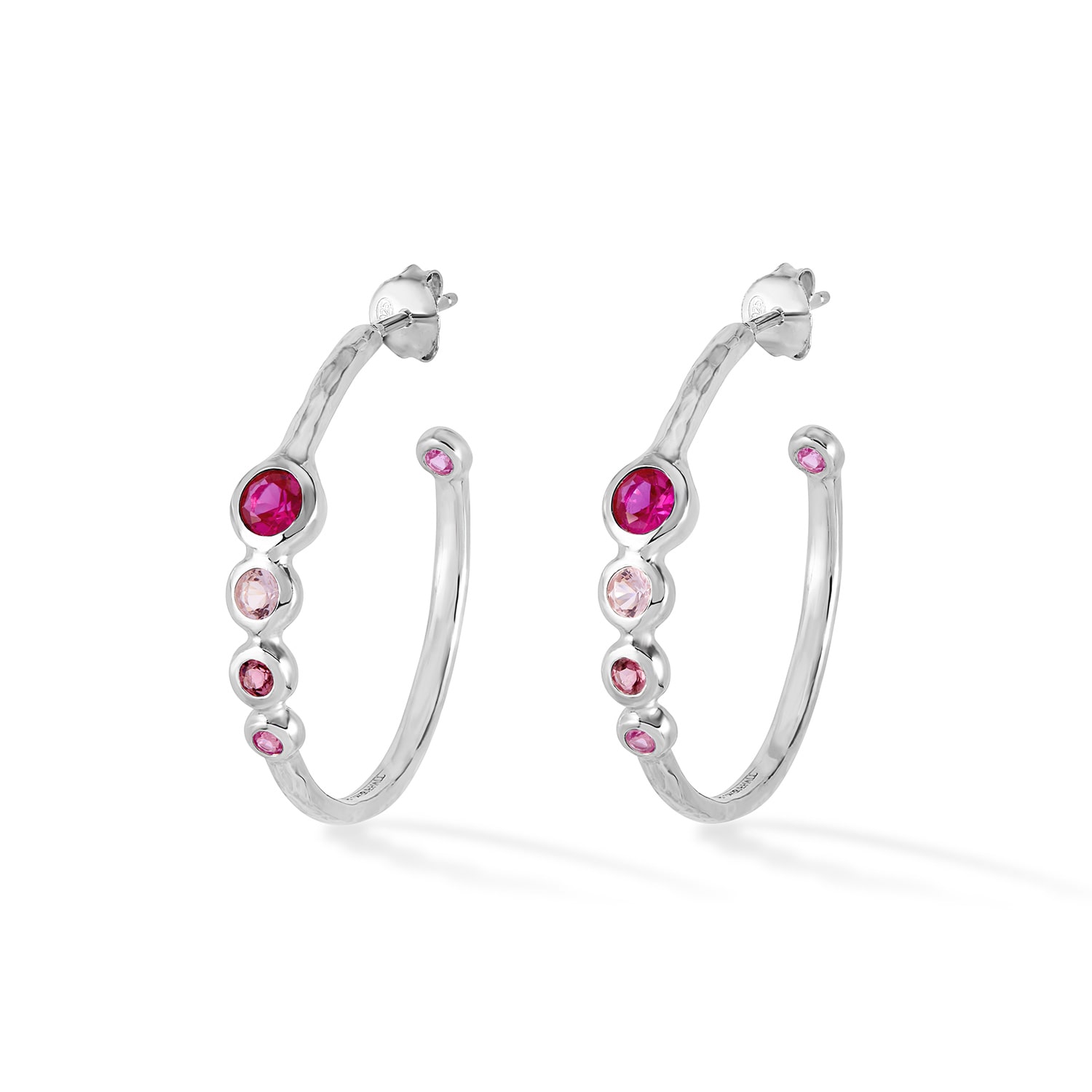 Dower & Hall Women's Pink Array Hoop Earrings In Sterling Silver In Silver