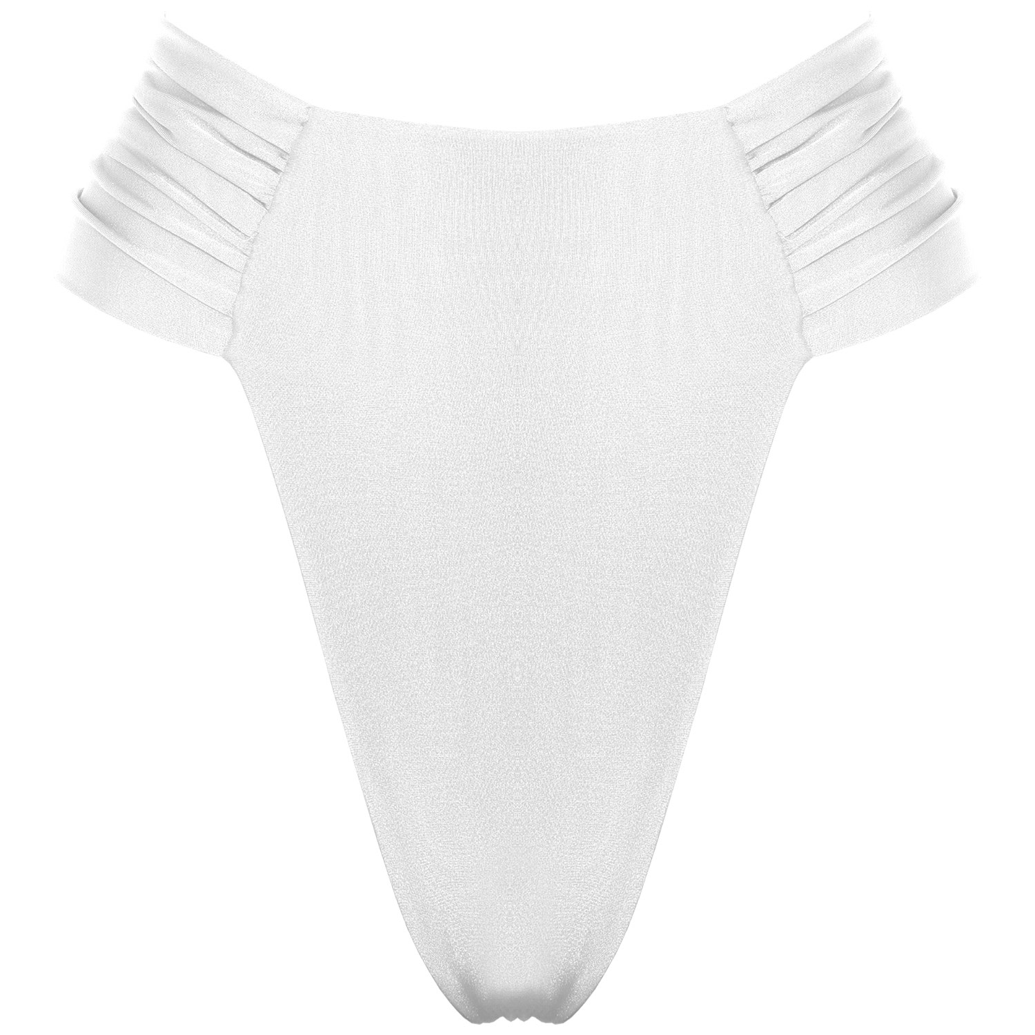 Antoninias Women's Clam High Waisted Side Draped Bikini Bottom In White