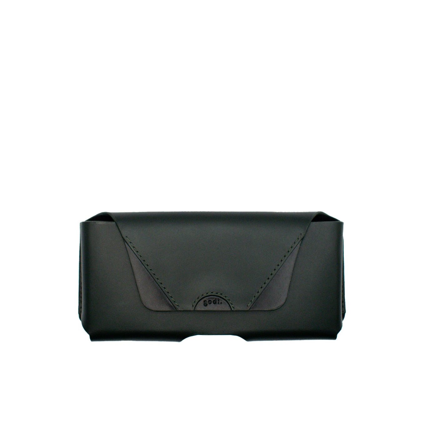 Men's Green Handmade Cowhide Leather Glasses Case – Structured Minimal Eyewear Case, London Made | One Size | Godi.