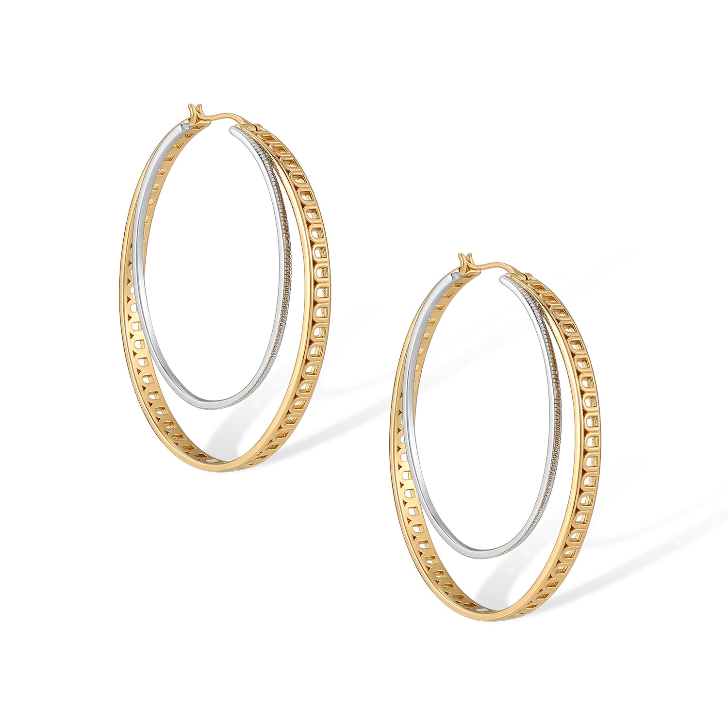 Retro Chic Women's Gold / Silver Colosseum Earrings In Multi