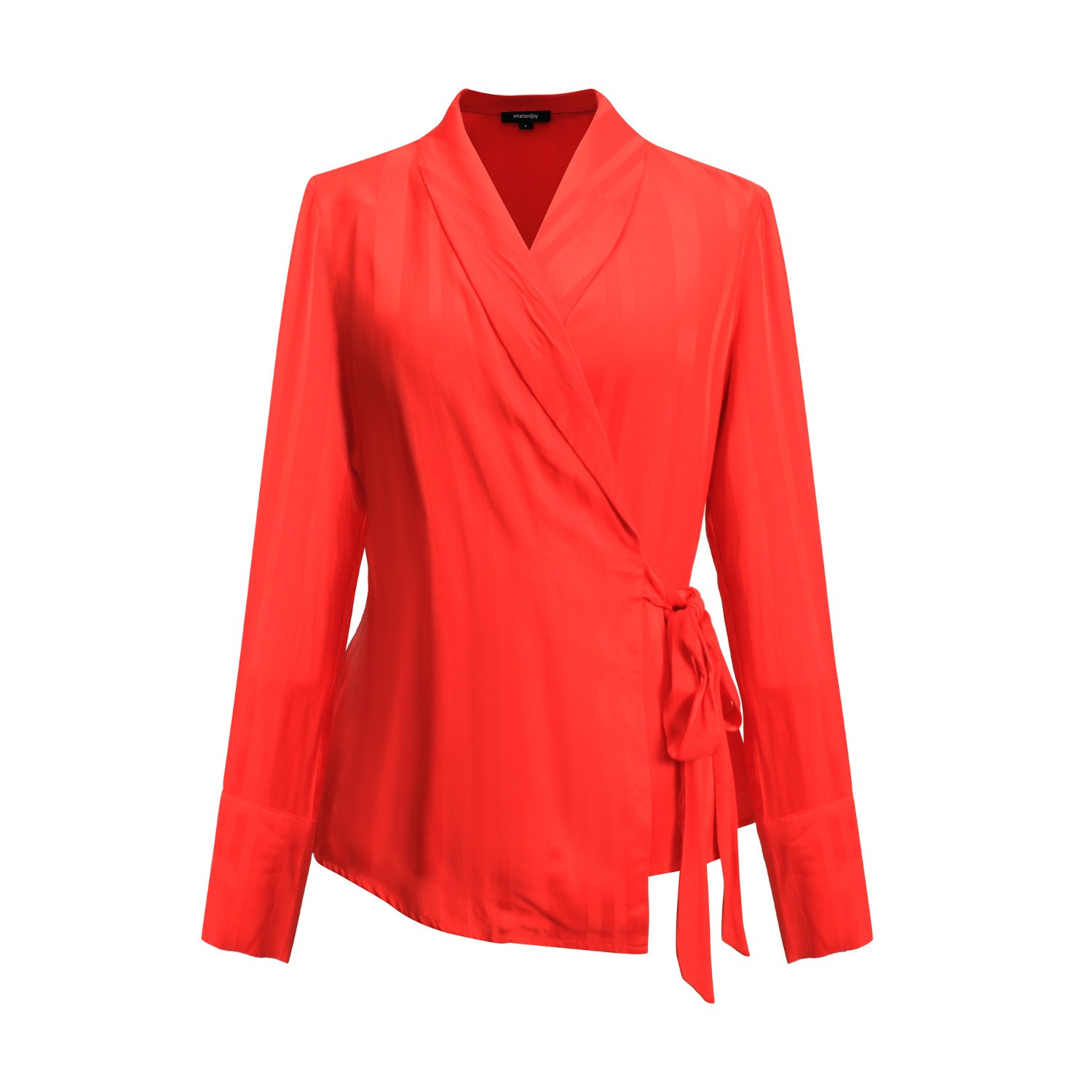 Smart And Joy Women's Warp Long Sleeves Blouse - Red In Red