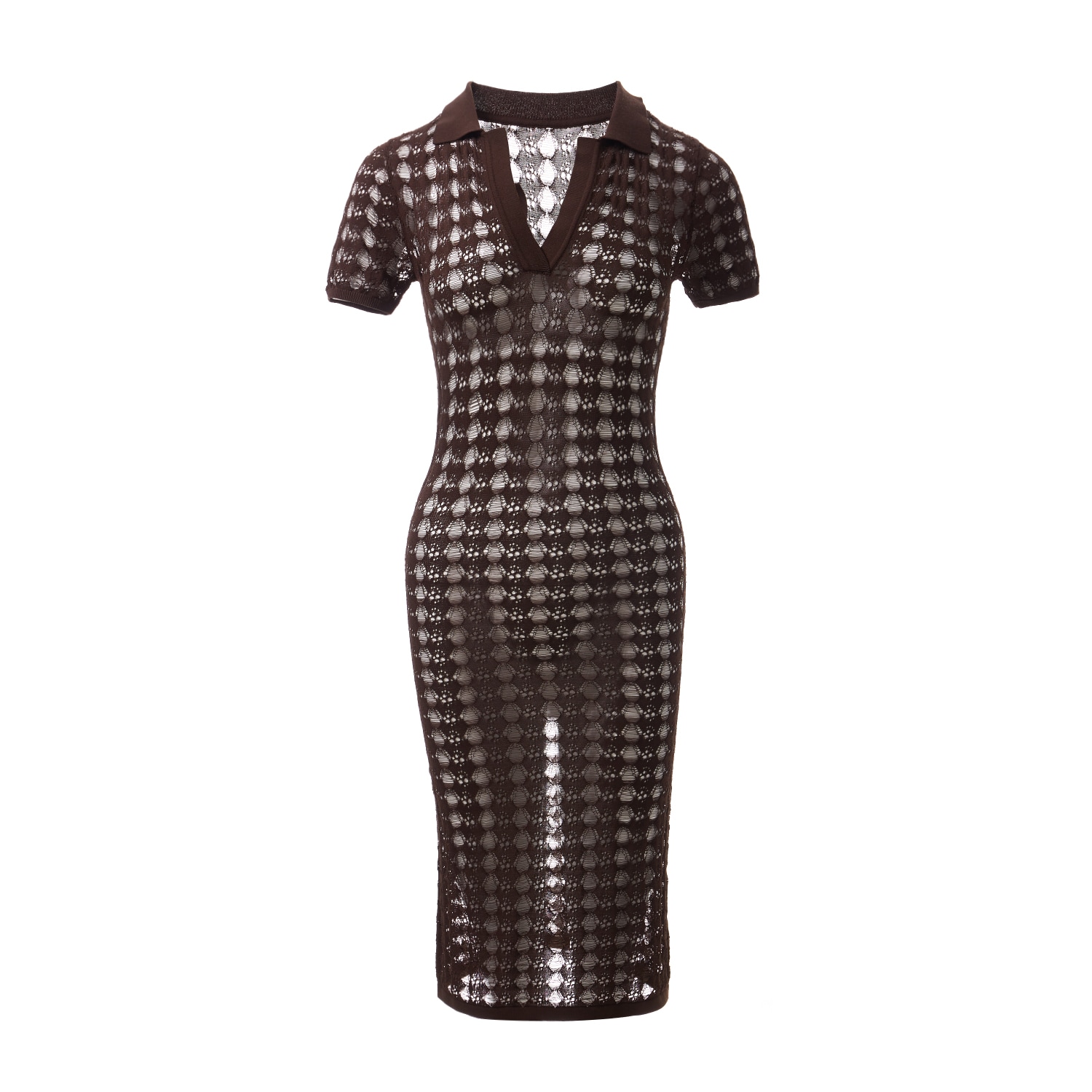 Fully Fashioning Women's  Kendall Crotchet Knit Mini Dress - Dark Brown In Brown