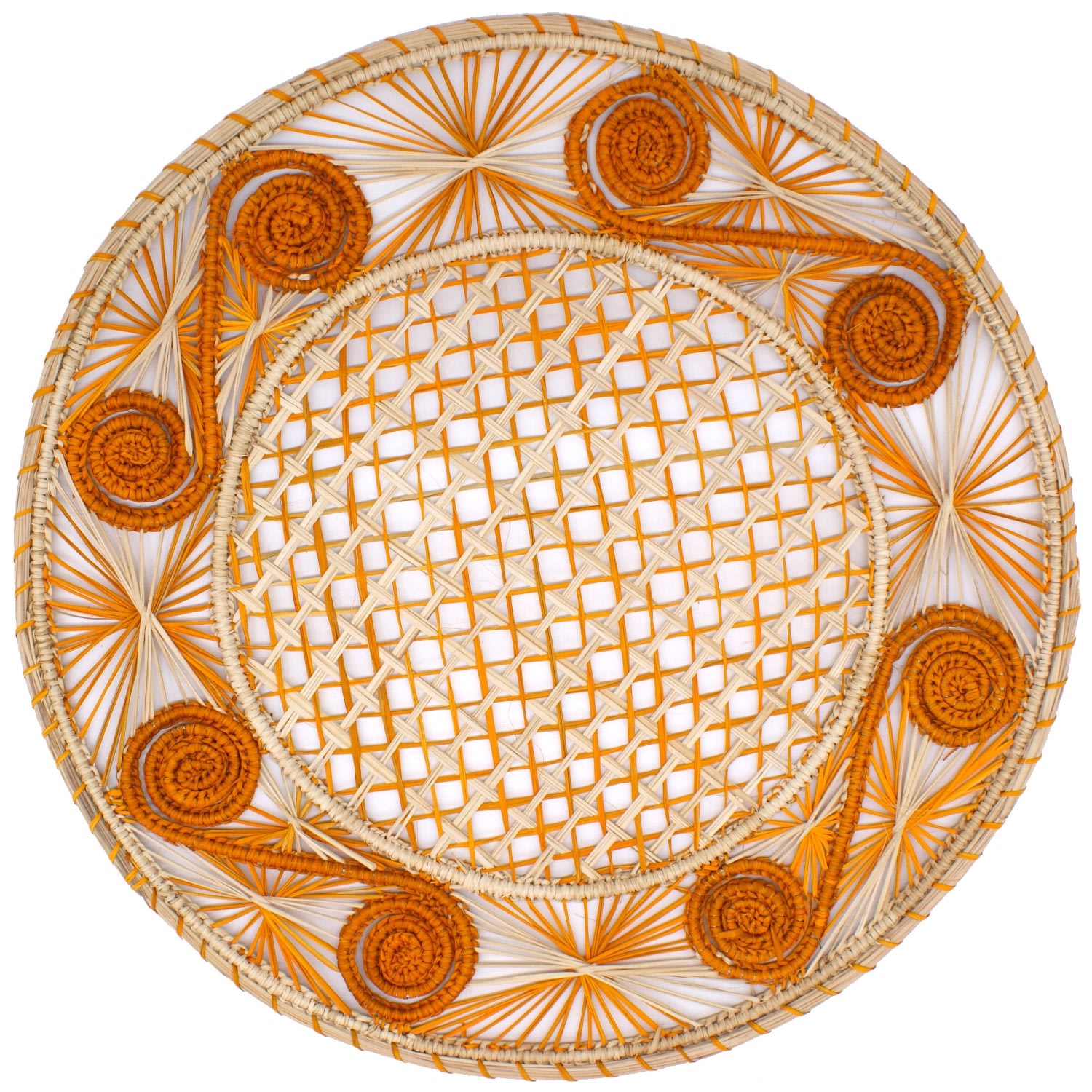 Yellow / Orange Orange Spiral Caracol Placemats Set Of 4 Washein