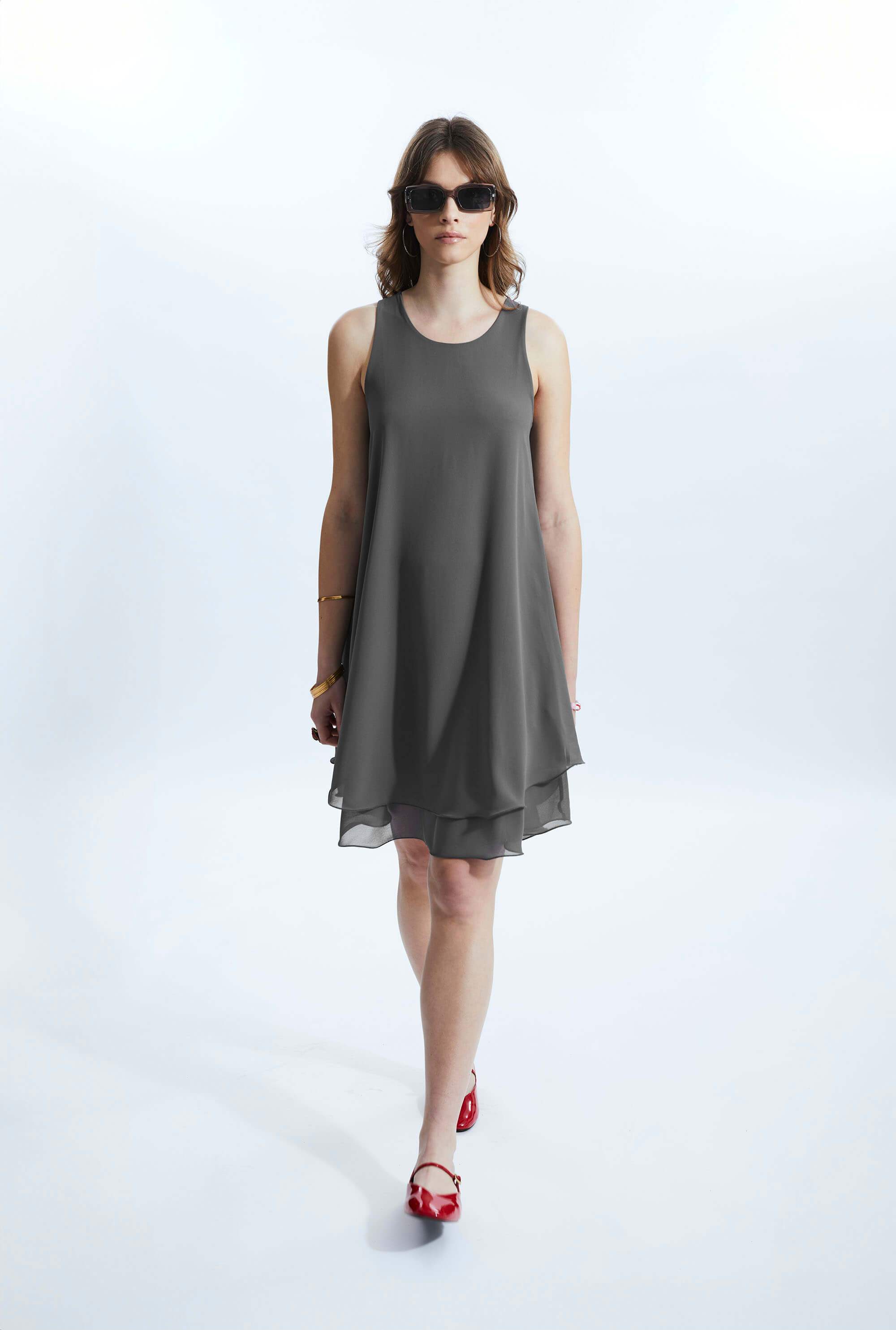 Sleeveless Wave Hem Dress Charcoal James Lakeland Wolf Badger