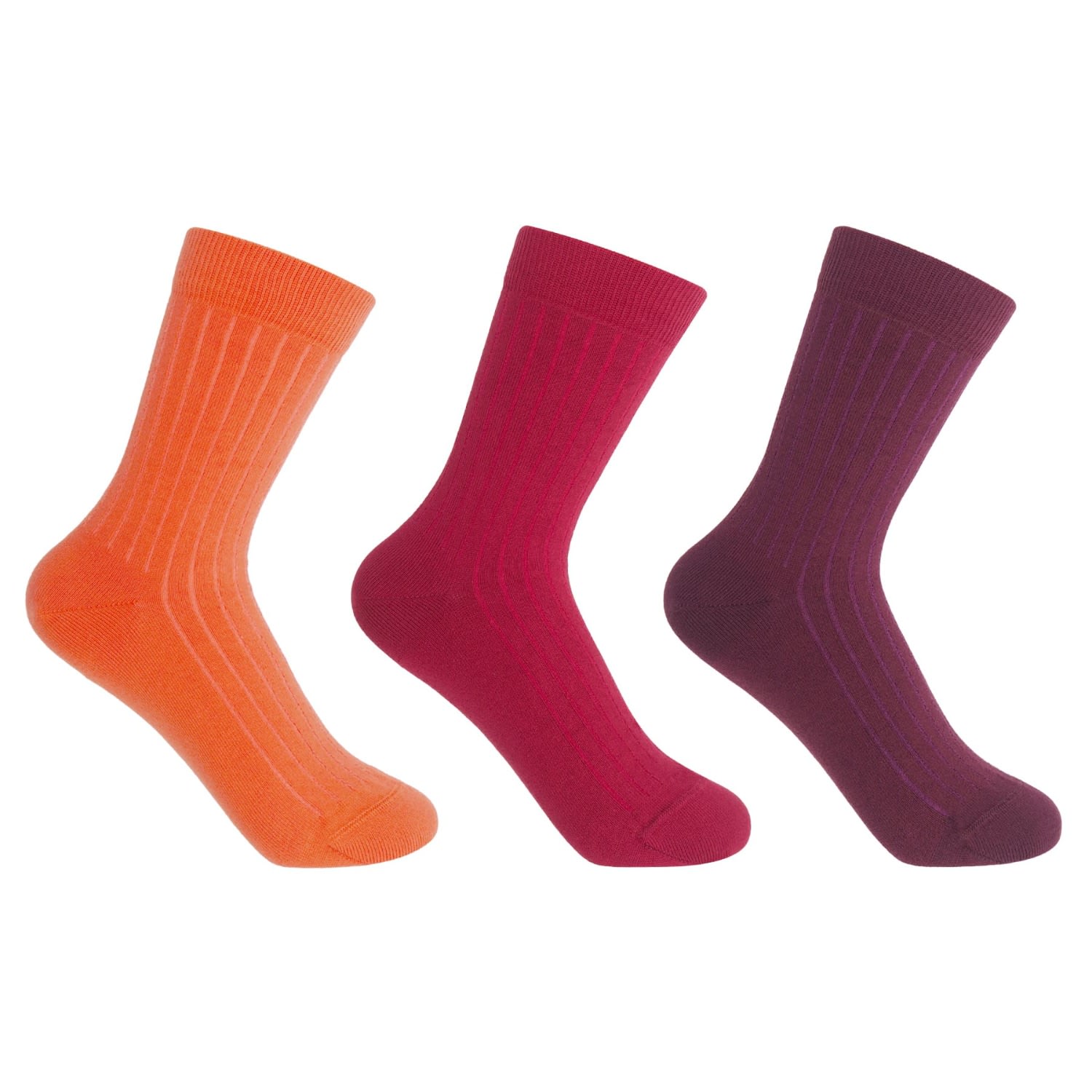 Peper Harow - Made In England Three Pack Essential Women's Socks - Sunset In Eed/orange/red