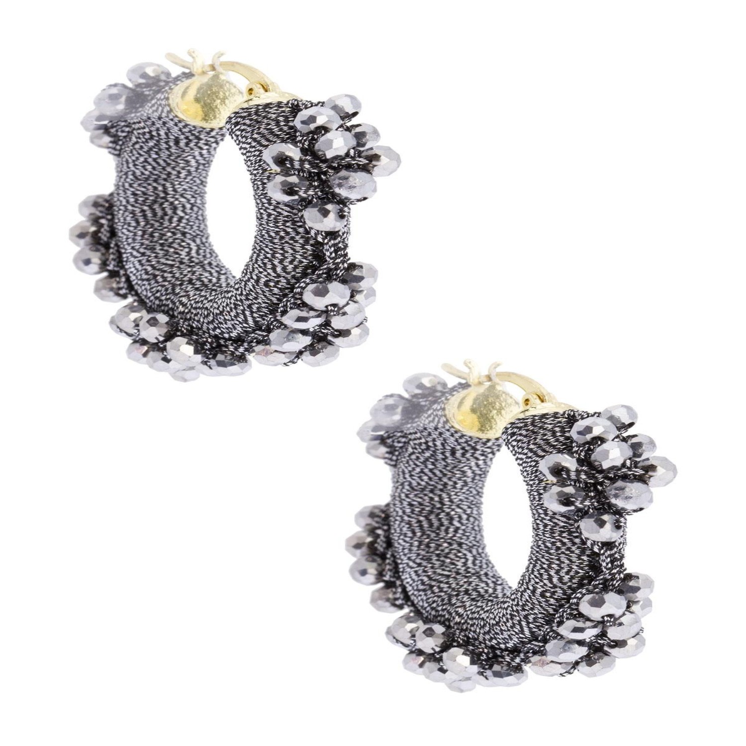 Saachi Women's Royal Redux Beaded Hoop Silver Earring In Silver