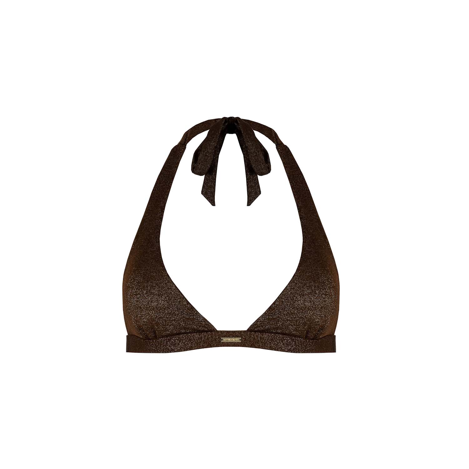 Monarch Women's Brown Gisele Halter Neck Bikini Top - Bronze Metallic In Brown