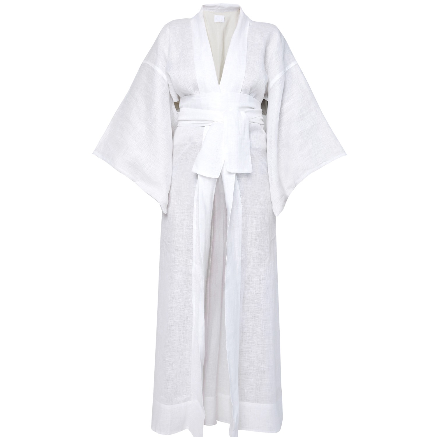 Emit-terre Women's White Kimono With Nude Lining In White