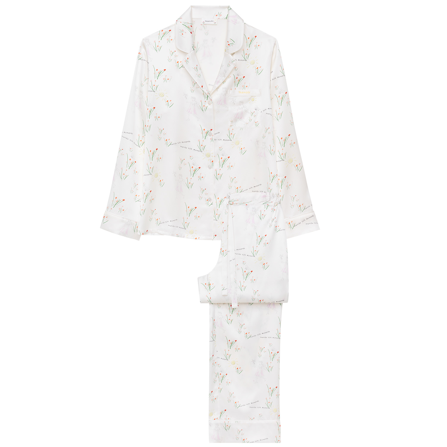 Manito Women's White Princess Louise Silk Pajama Set