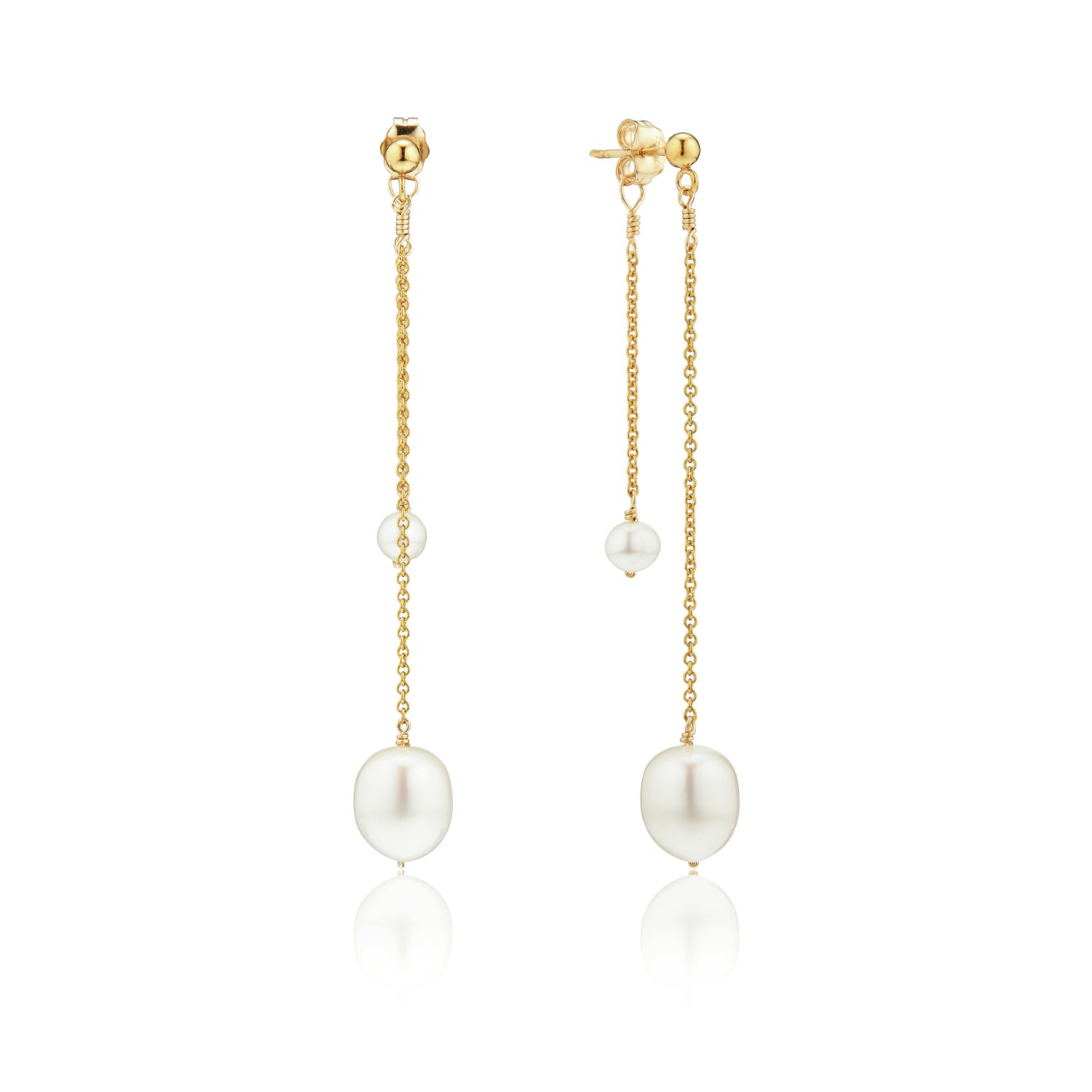 Lily & Roo Women's Gold Layered Large And Small Pearl Earrings In Gold