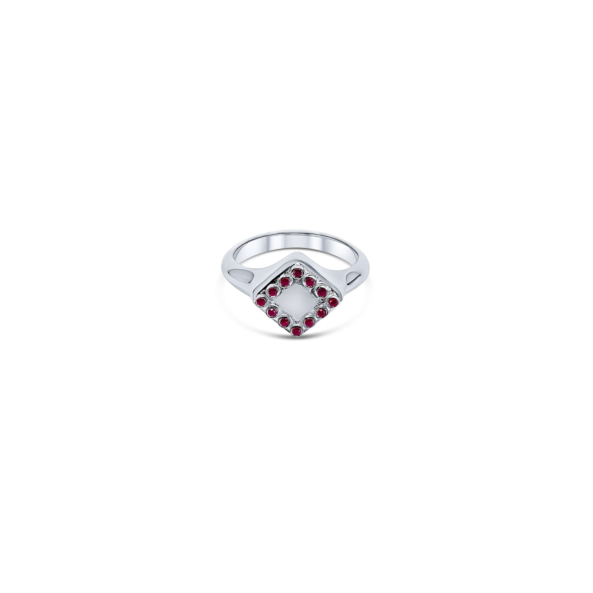 Rraine Jewelry Women's Silver Classic Signet Ring / Ruby In Metallic