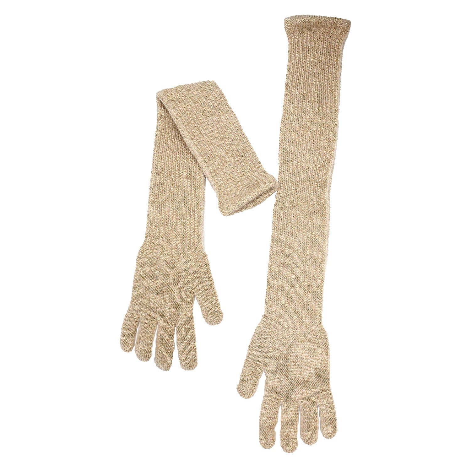 Maison Bogomil Women's Ribbed Knit Opera Gloves - Gold In Gold