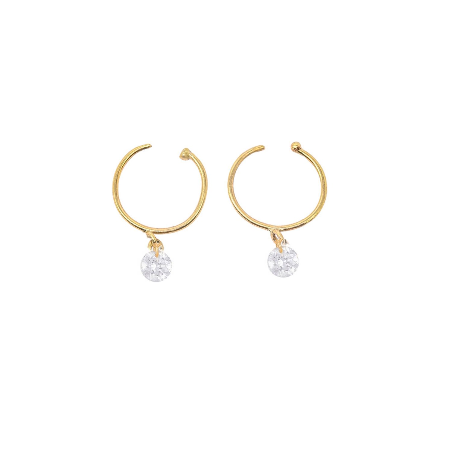 Women’s Gold Naked Diamond Hoop Earrings Lily Flo Jewellery