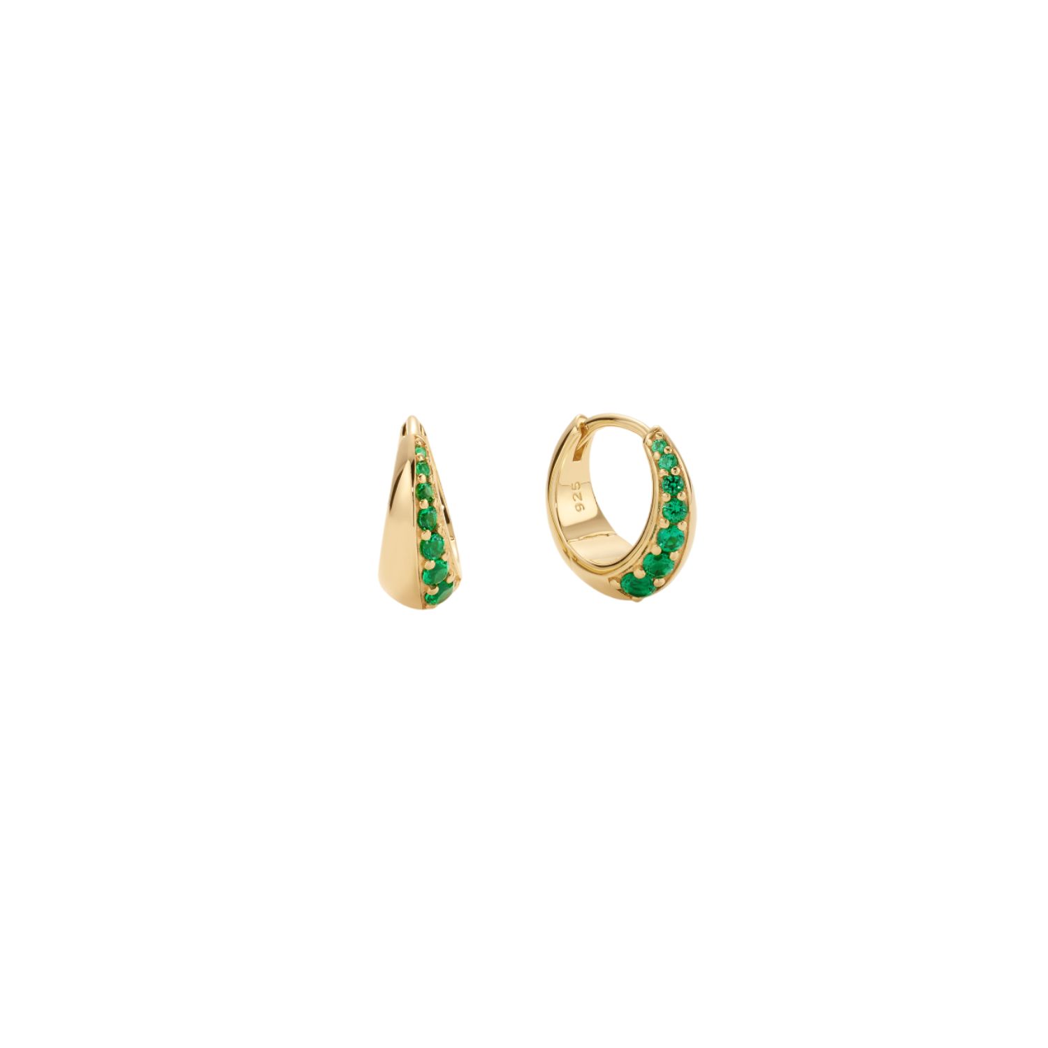 Vanchi Women's Gold / Green Georgie Crystal Knife Edge Huggie Hoop Earrings In Green Gold In Multi