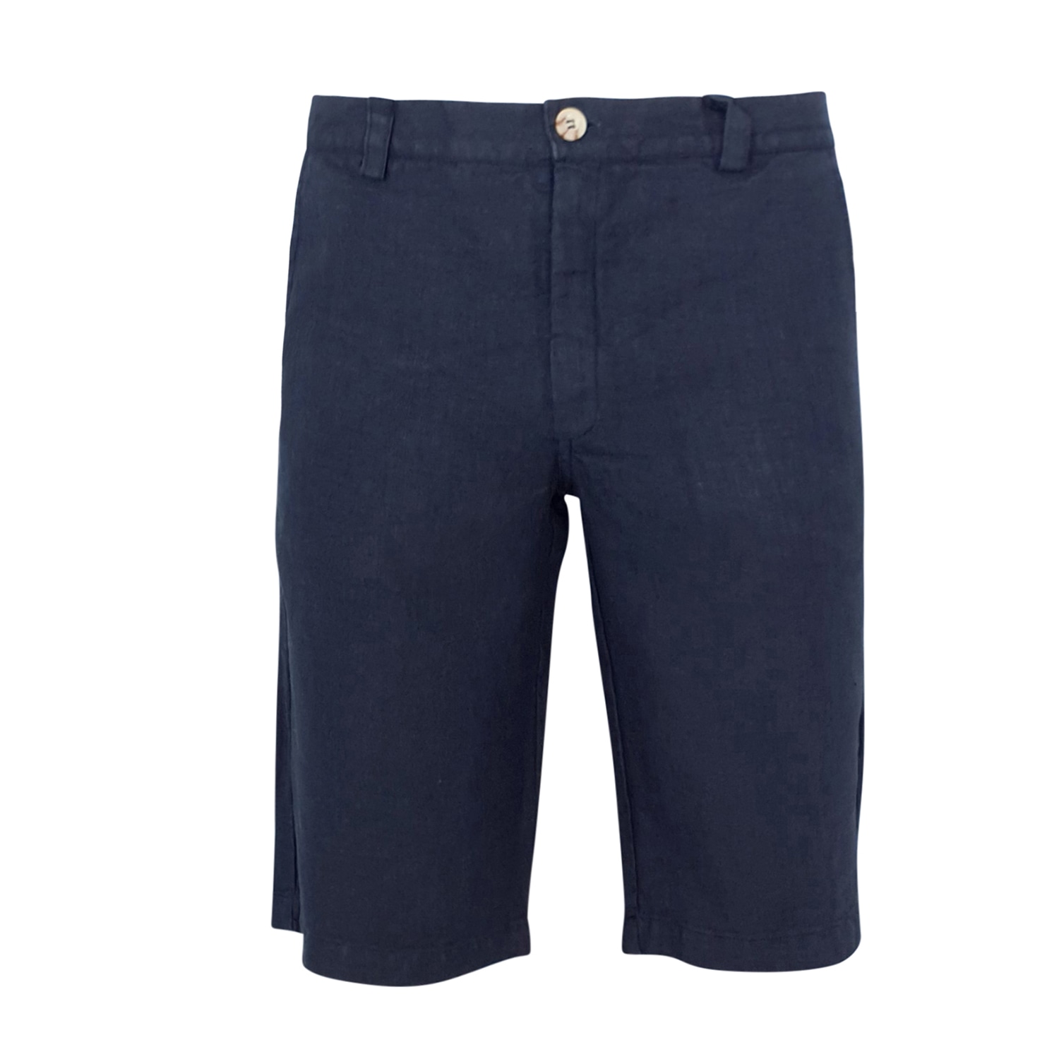 Haris Cotton Men's Back Pockets Linen Bermuda-blue Marine In Blue