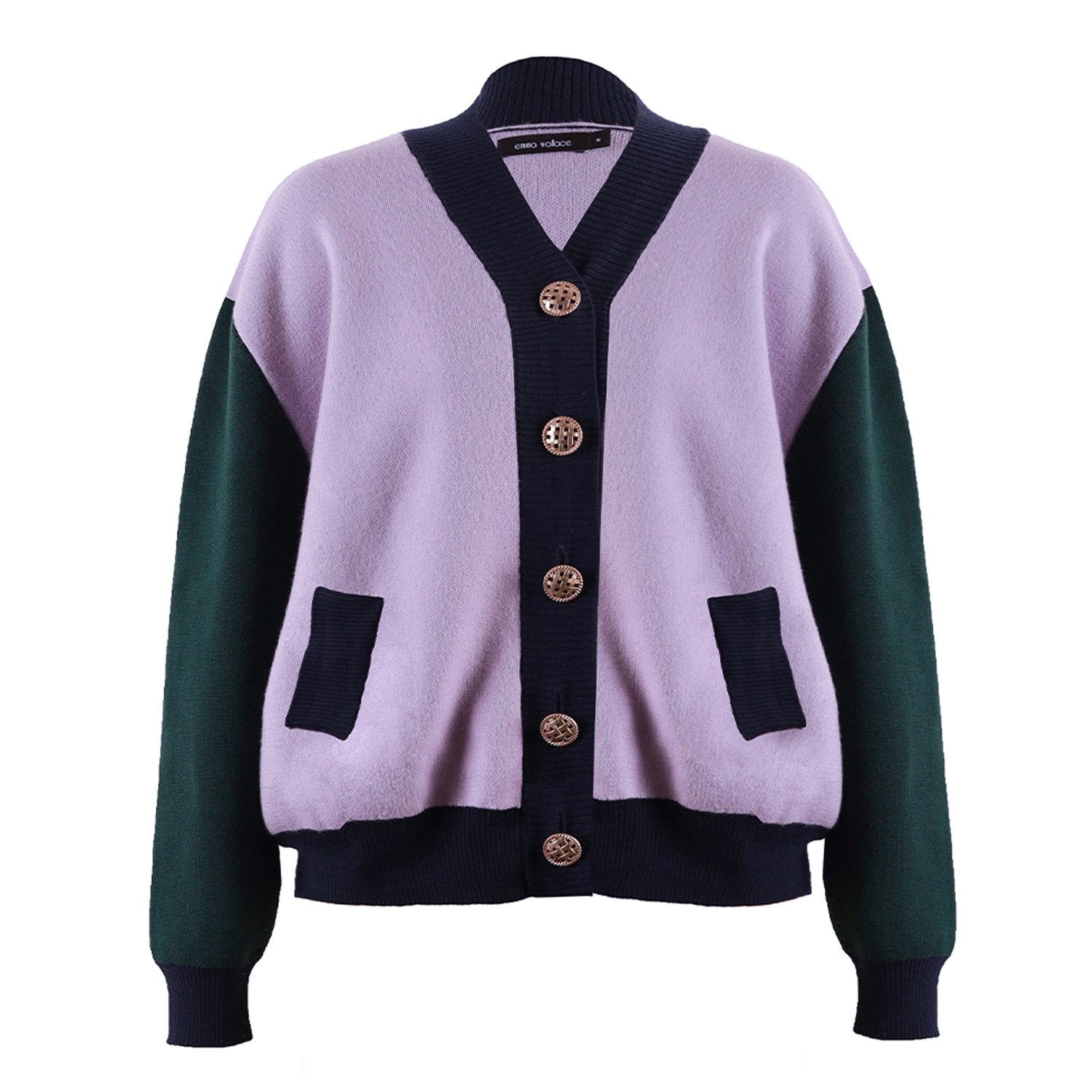 Women’s Janet Cardi - Lilac & Green Medium Emma Wallace