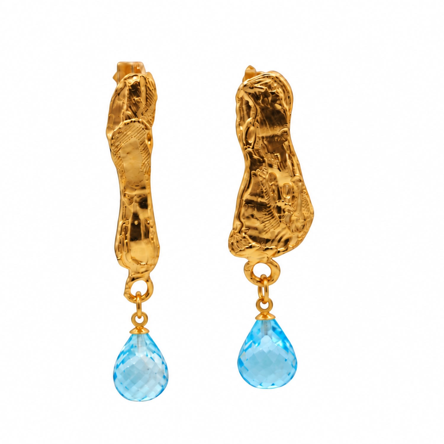 De Roms Women's The Aurora Molten Blue Topaz Drop Earrings - Gold Vermeil