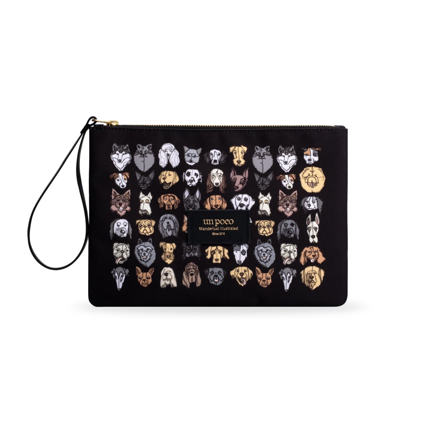 Un Poco Women's Black Pouch Bag Wuff Wuff Dog In Black